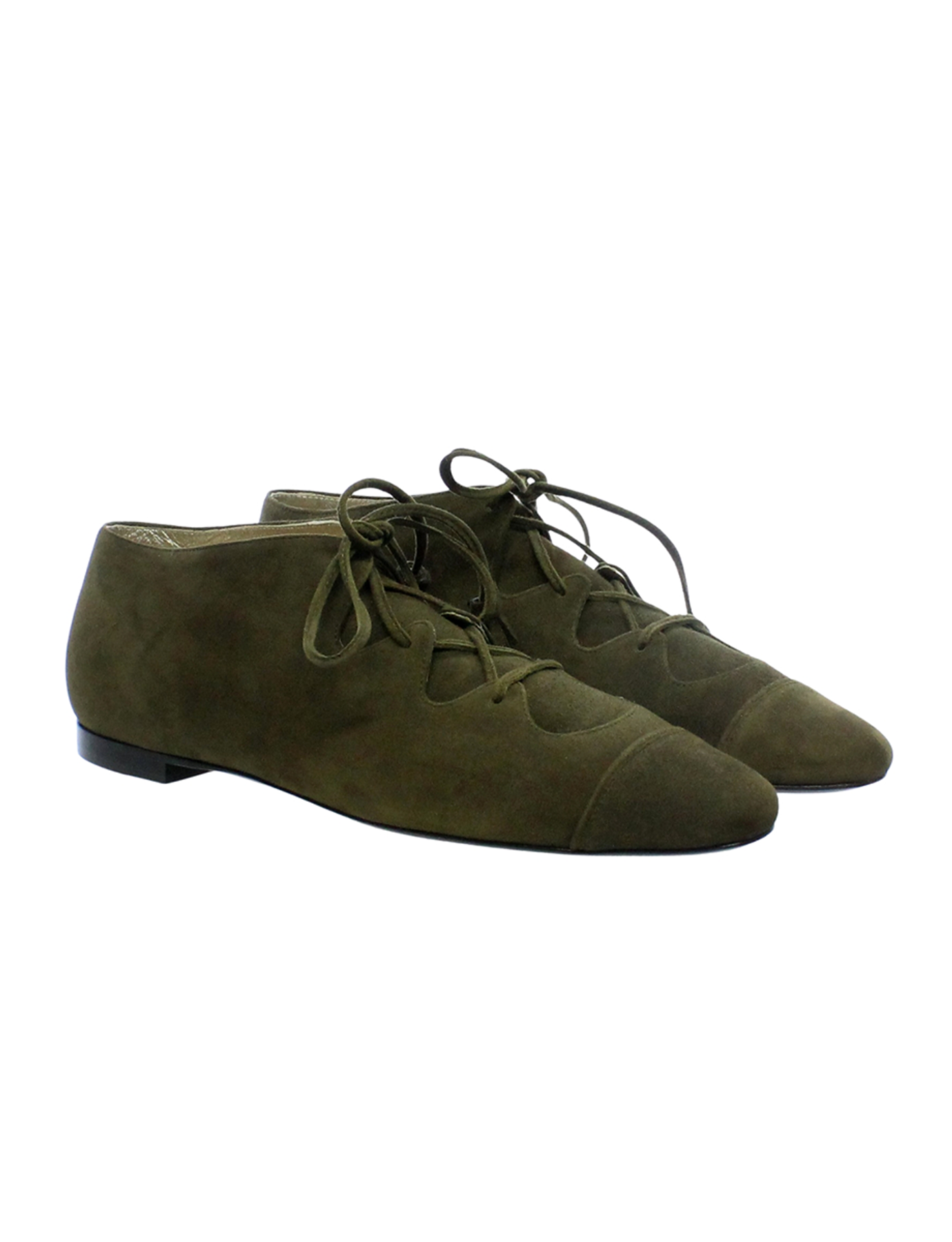 Ghillies in khaki suede