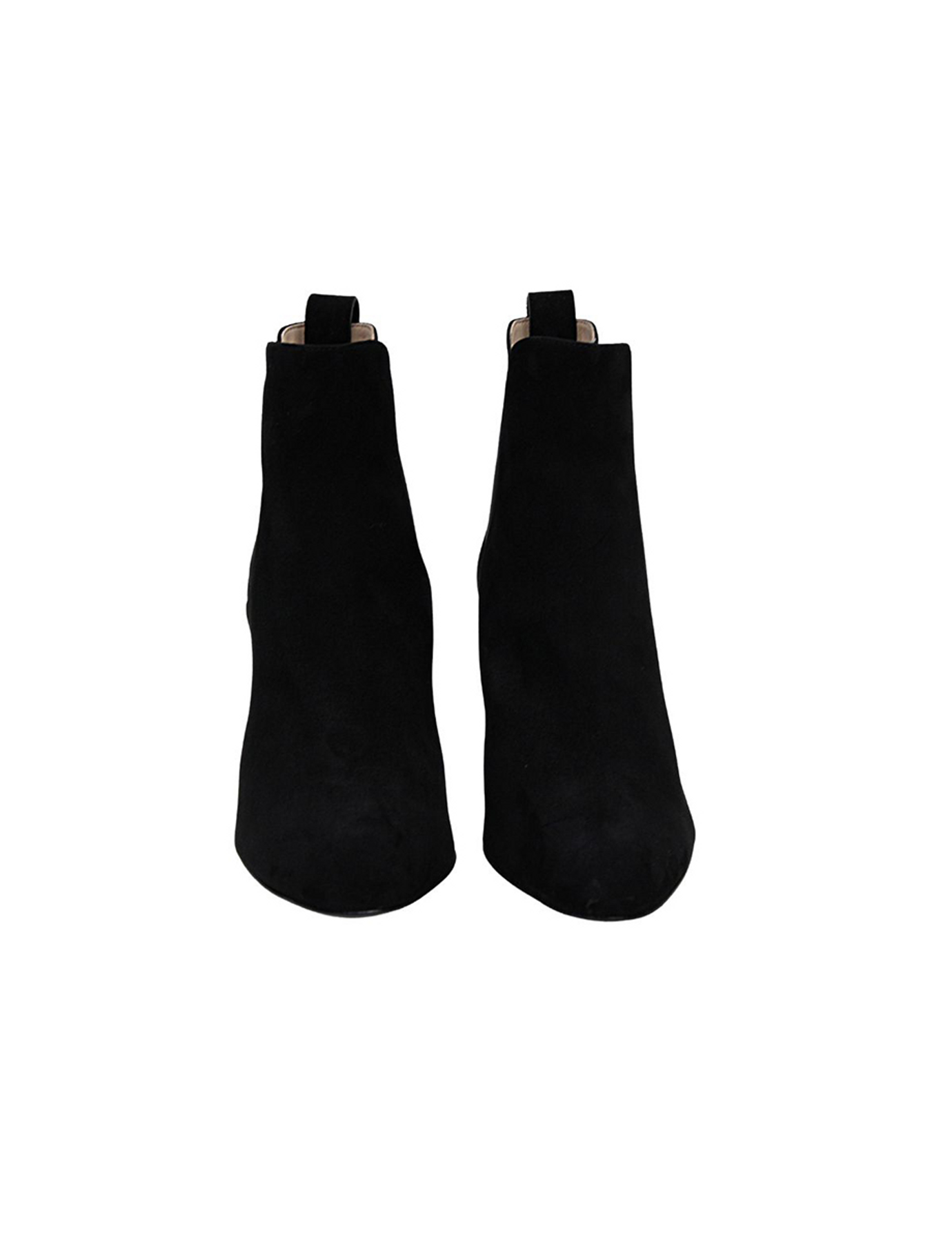 Black suede heeled ankle boot