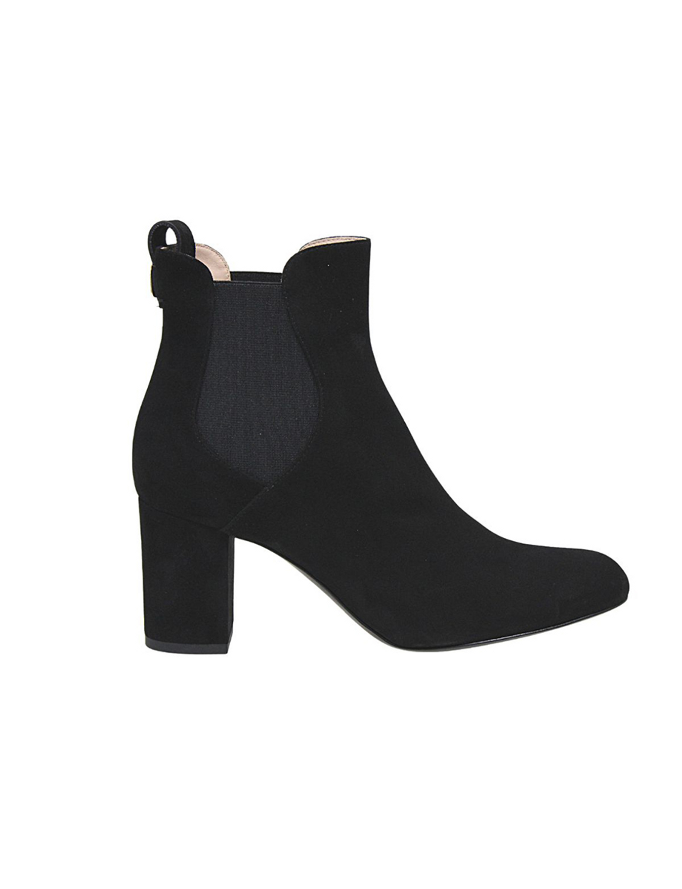 Black suede heeled ankle boot