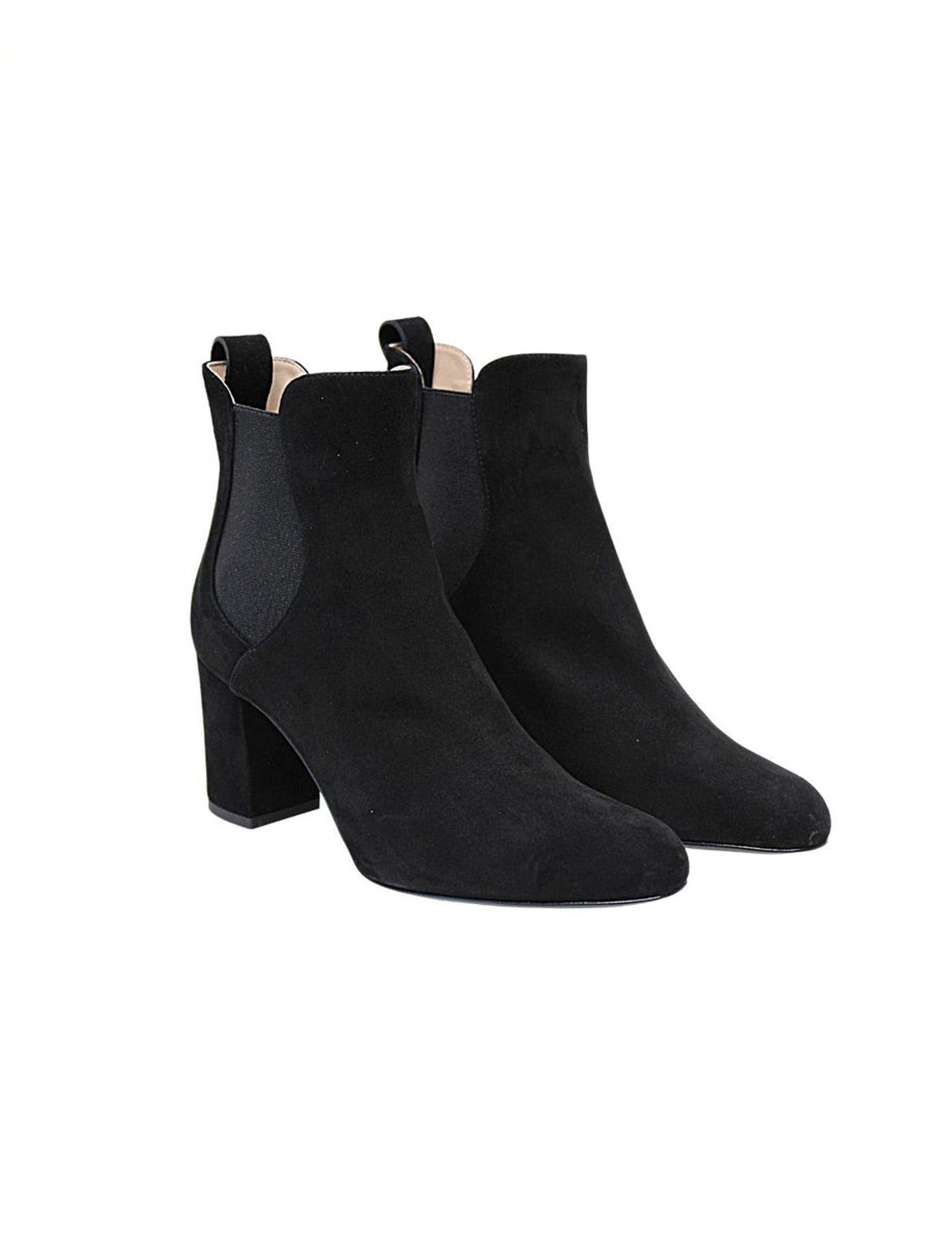 Black suede heeled ankle boot
