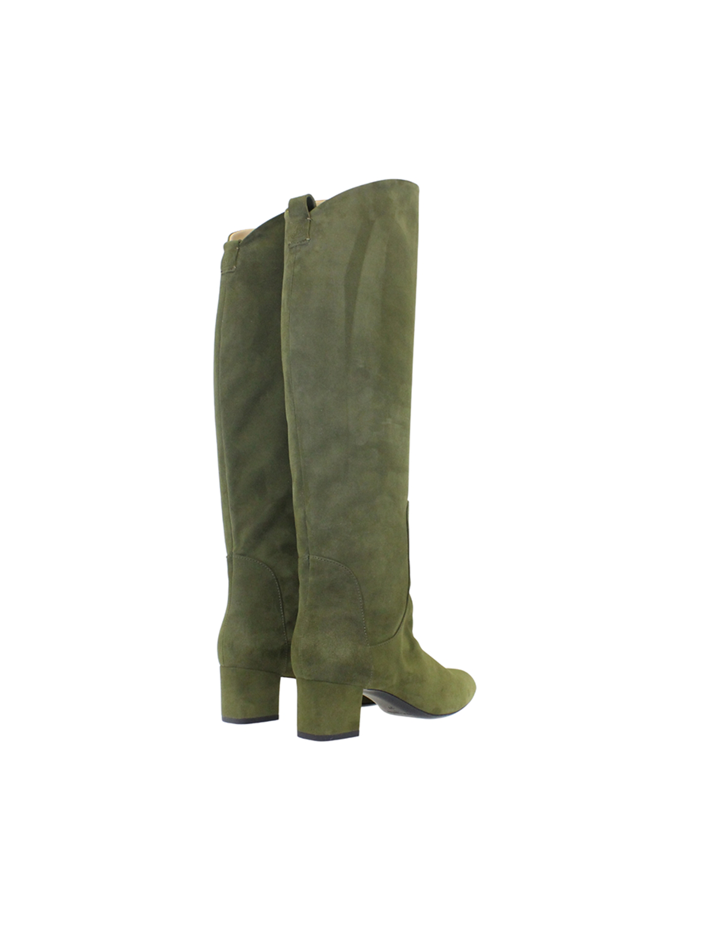 Khaki suede heel boot