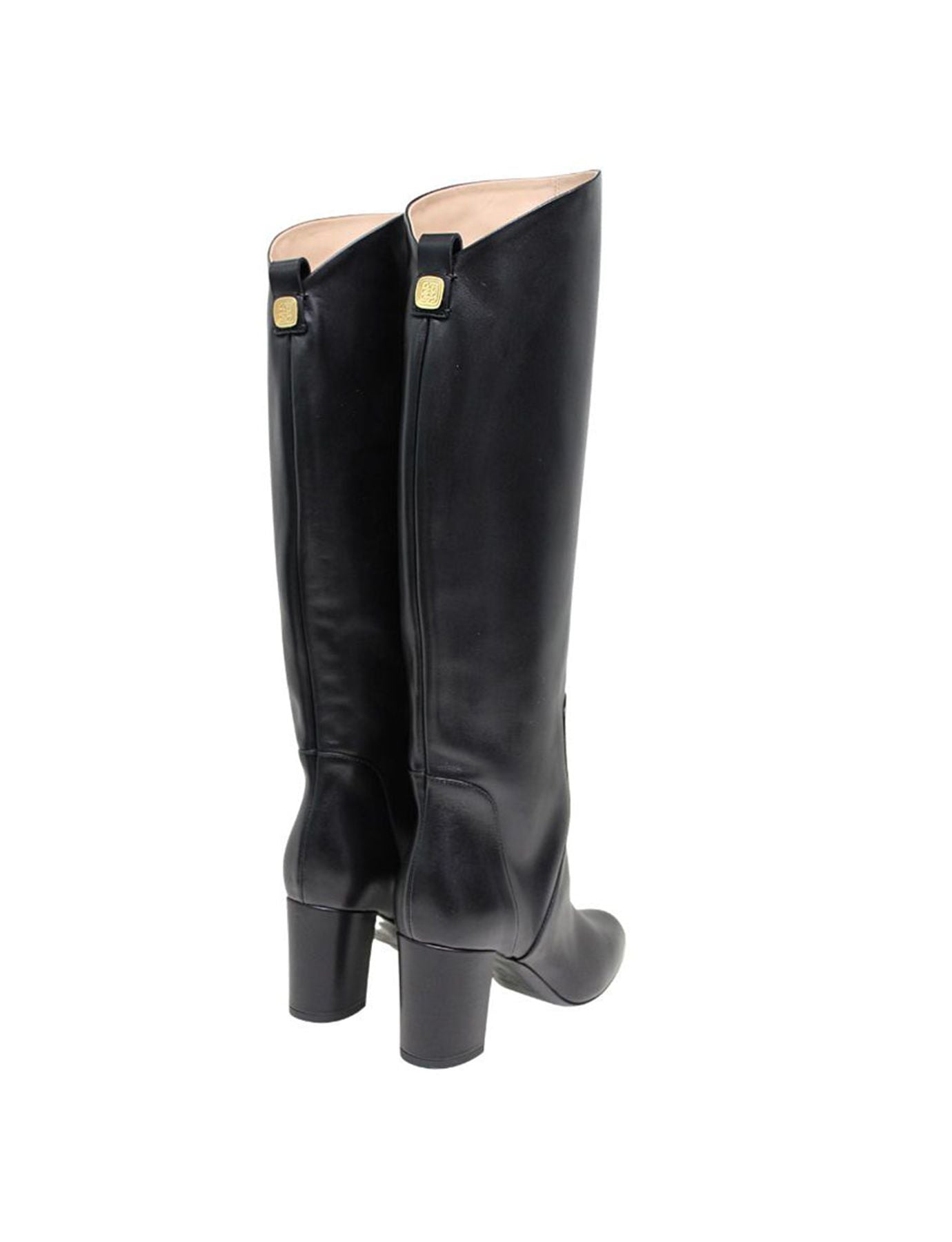 Botines de tacón de piel de becerro negra