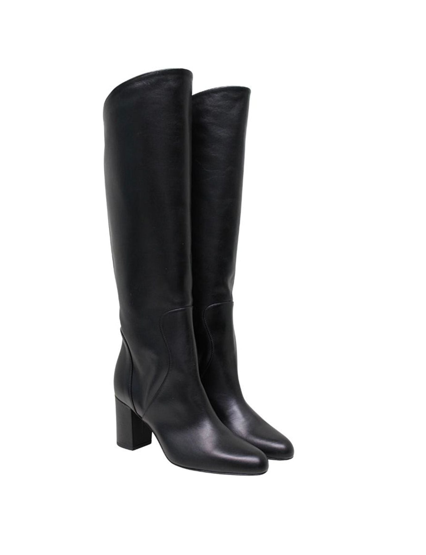 Botines de tacón de piel de becerro negra