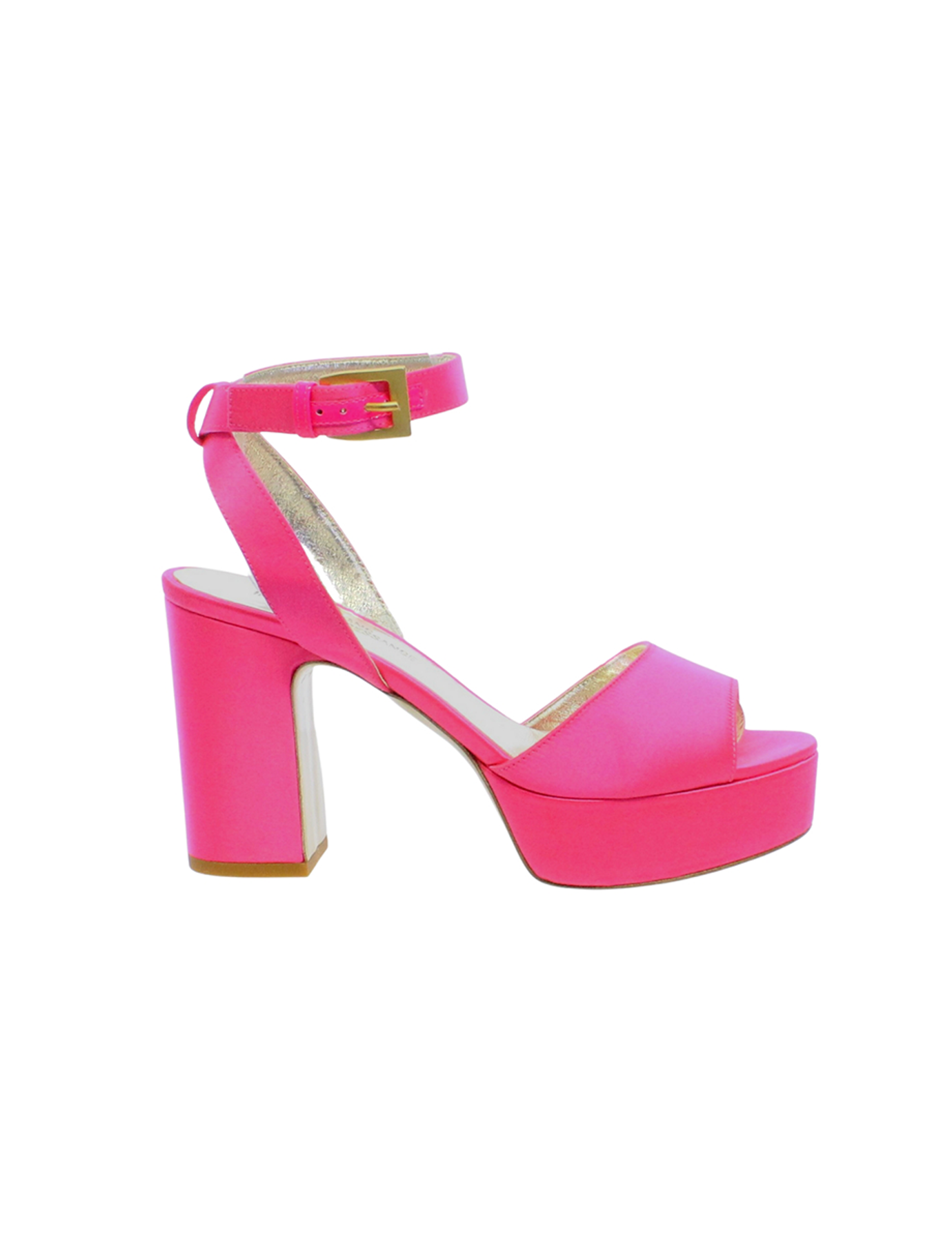 Pink satin platform sandal