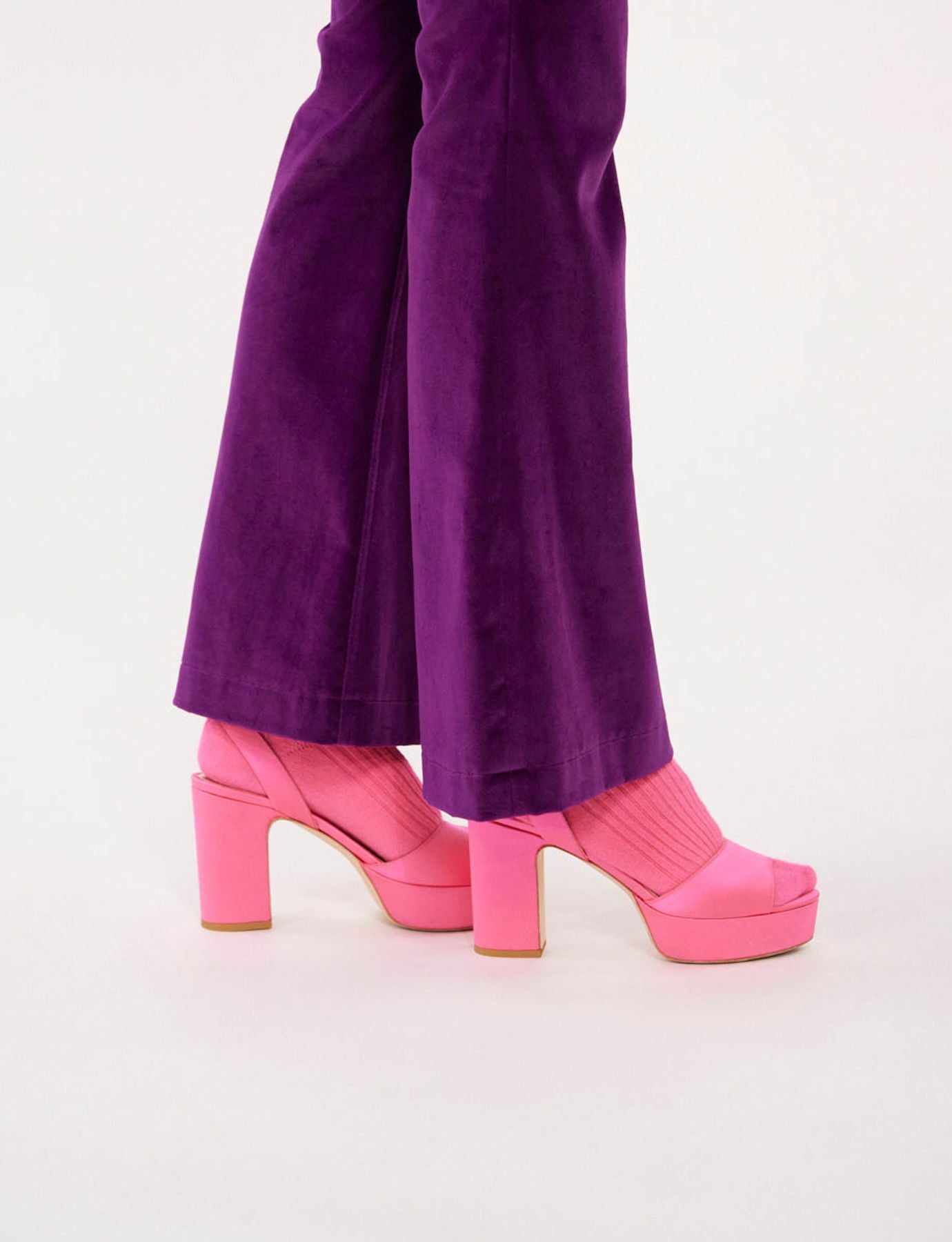 Pink satin platform sandal
