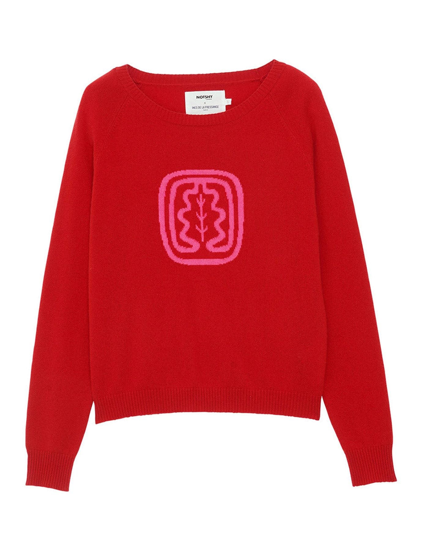 Jersey de cachemira de intarsia con cuello barco Ines x Notshy