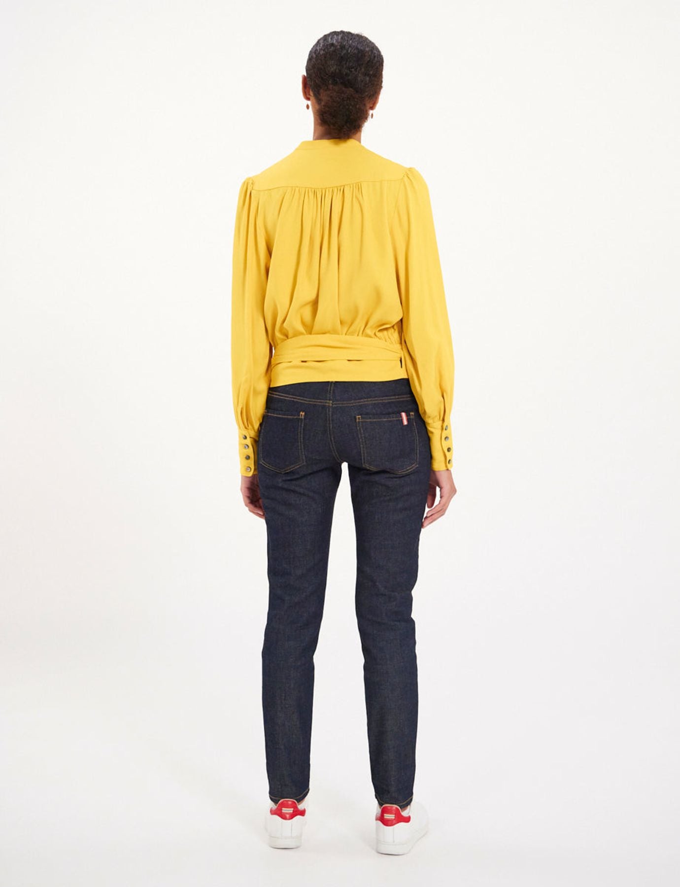 Elena yellow loose-fit crepe blouse