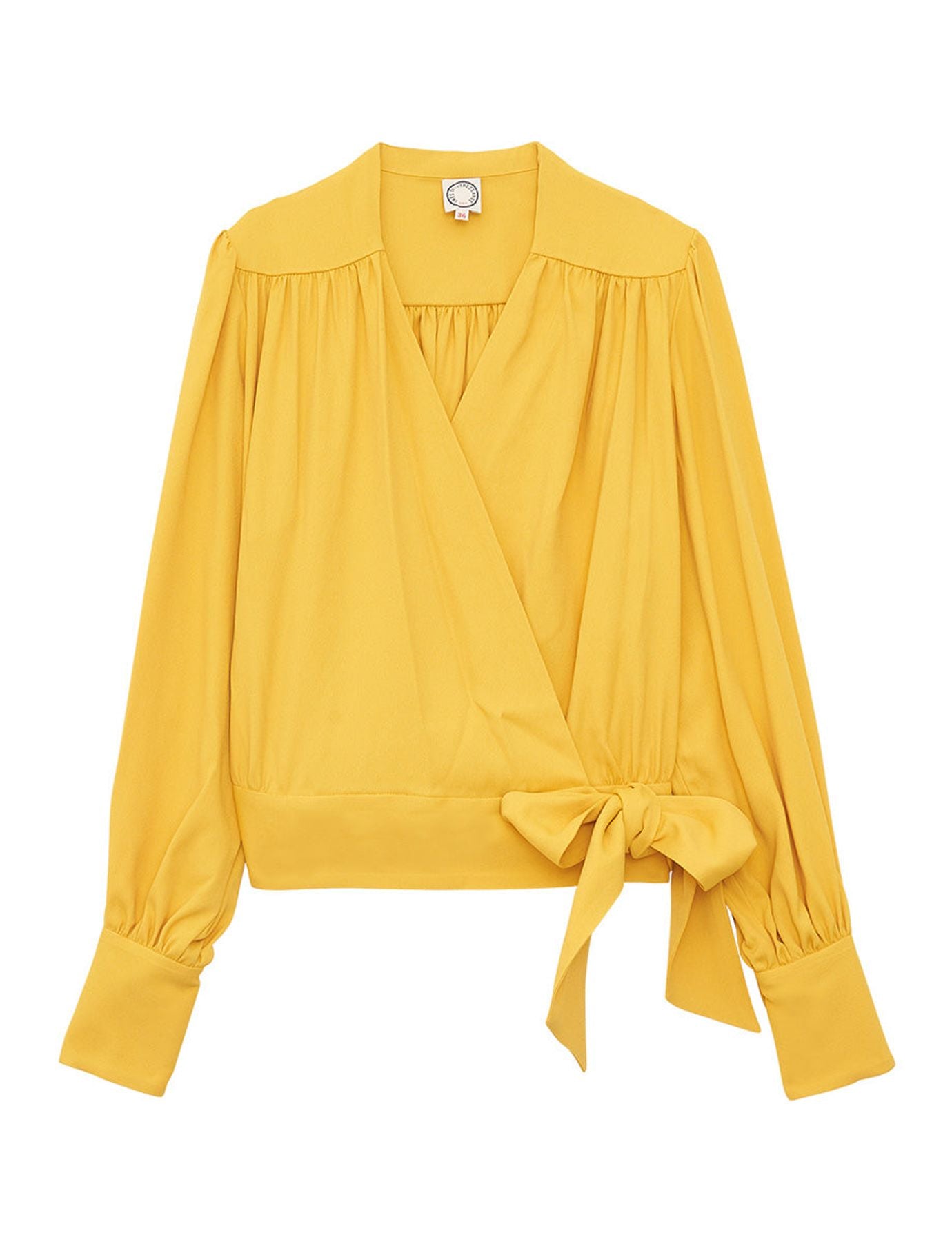 Elena yellow loose-fit crepe blouse