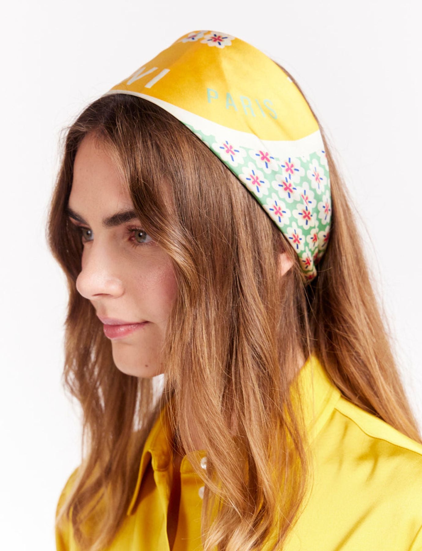 Lewis pañuelo de seda con estampado floral amarillo