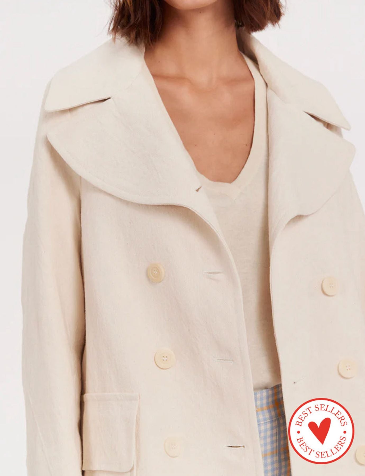 Chaqueta de guisantes marfil Seraphine