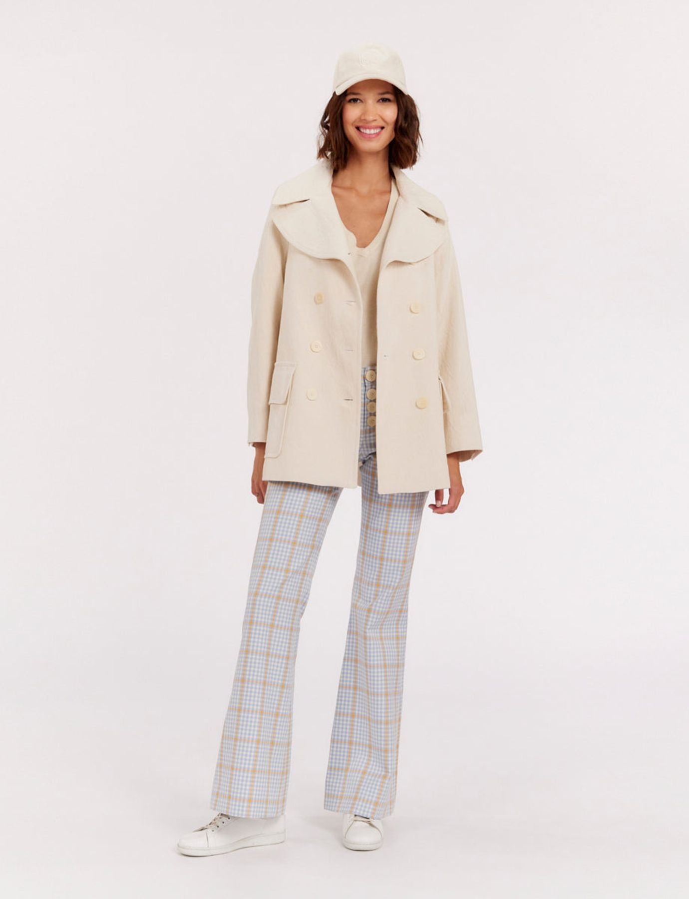 Chaqueta de guisantes marfil Seraphine