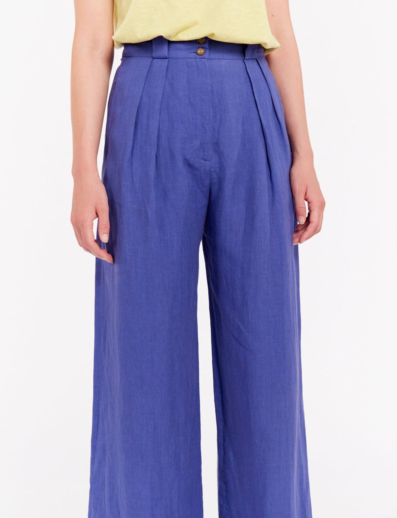 Pantalón Marlène de lino azul