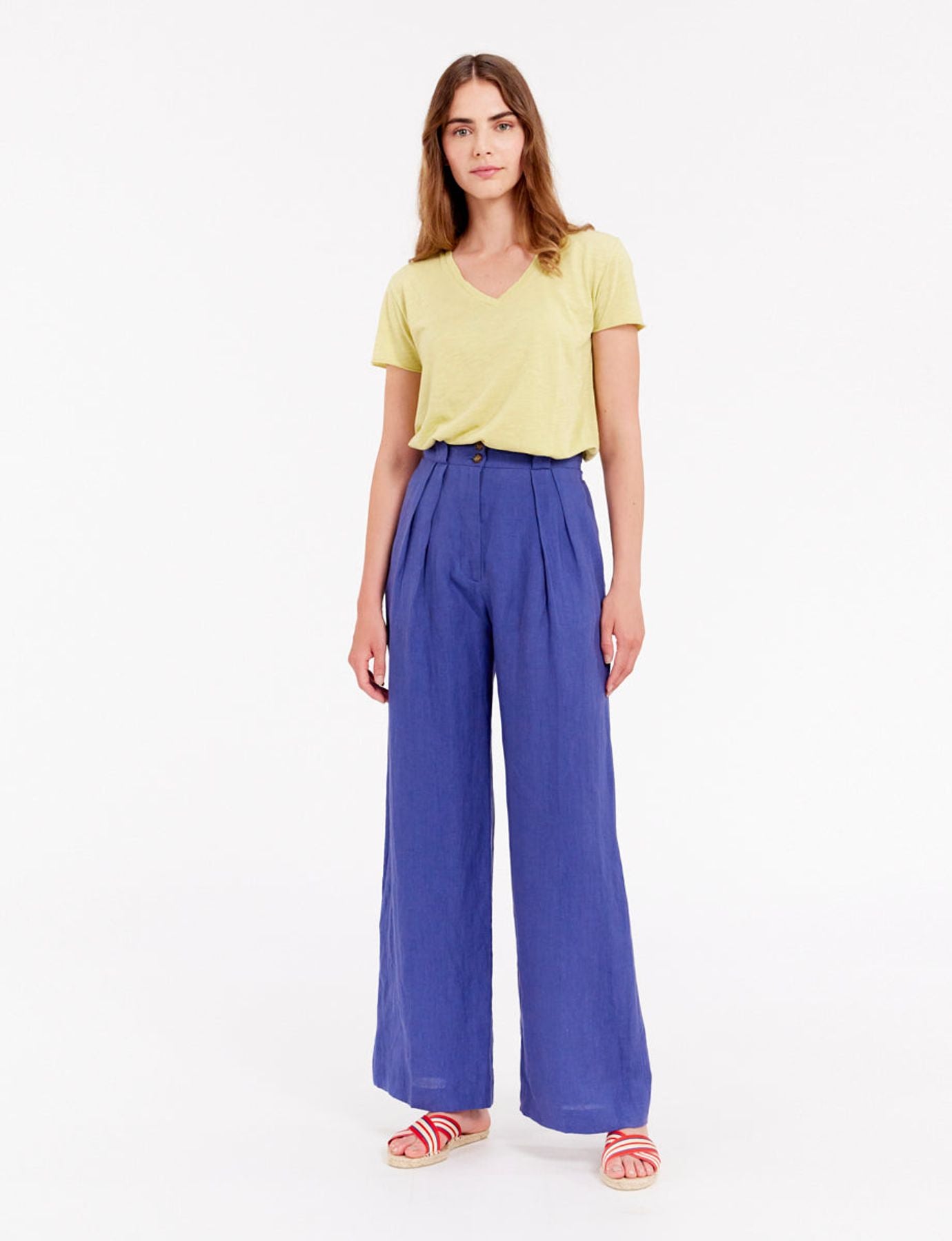 Pantalón Marlène de lino azul