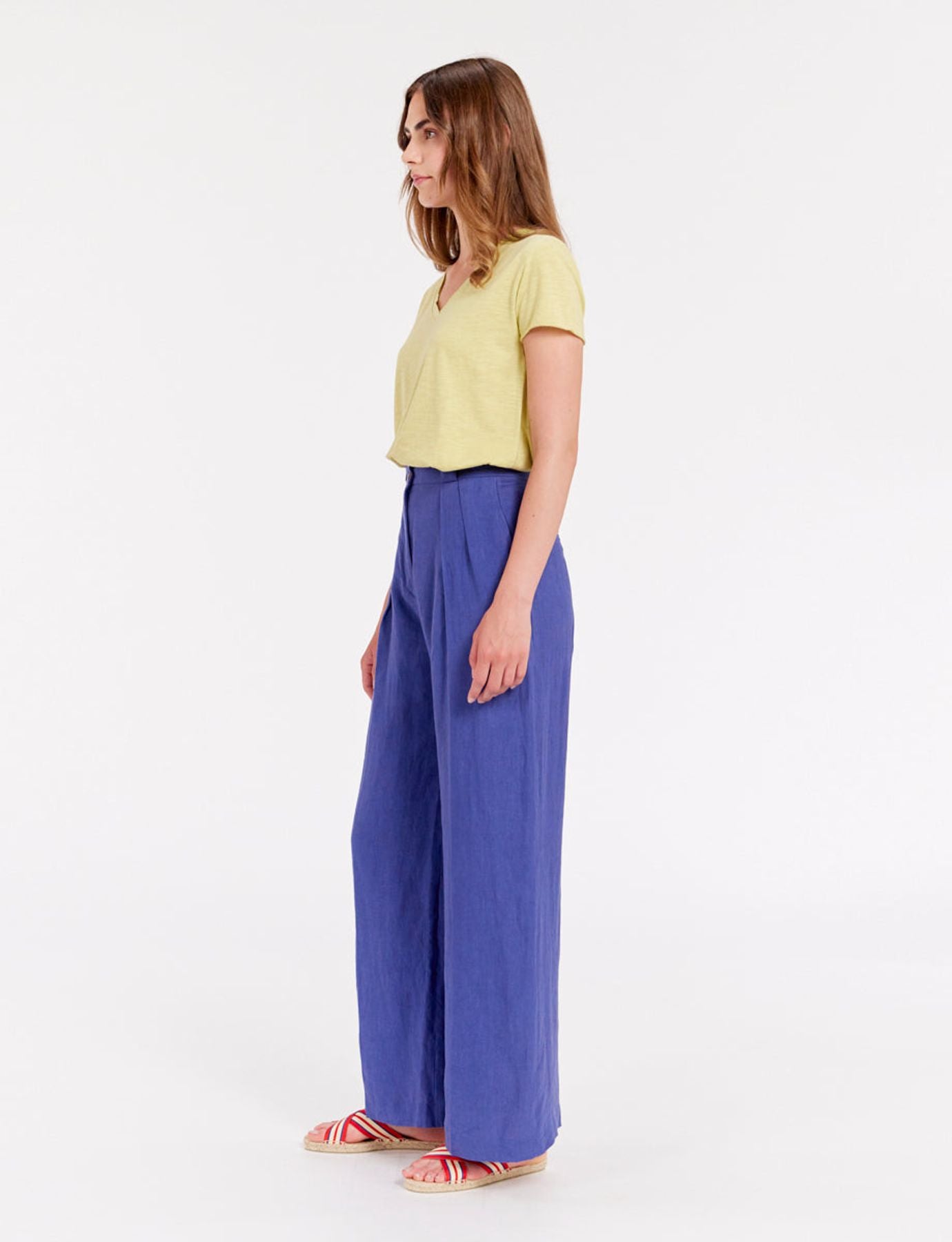 Pantalón Marlène de lino azul
