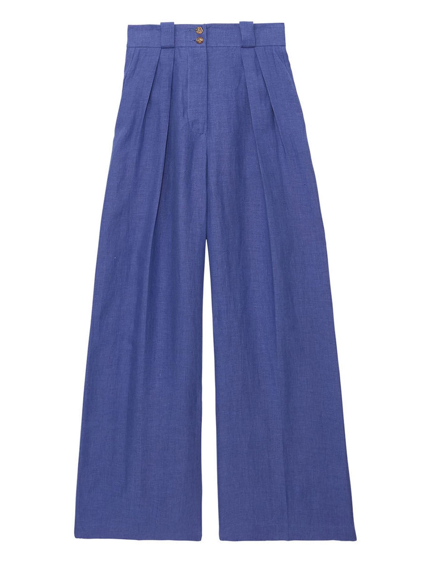 Pantalón Marlène de lino azul