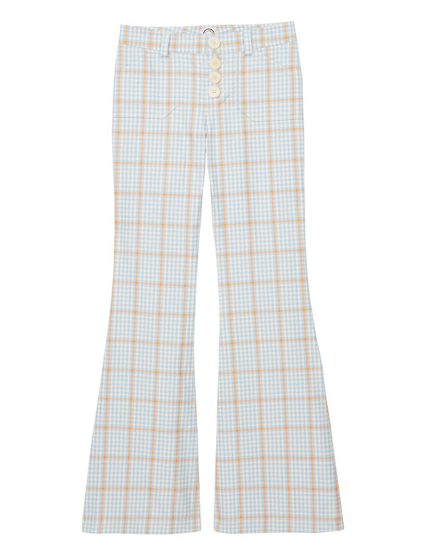 Charlotte blue and orange checked trousers