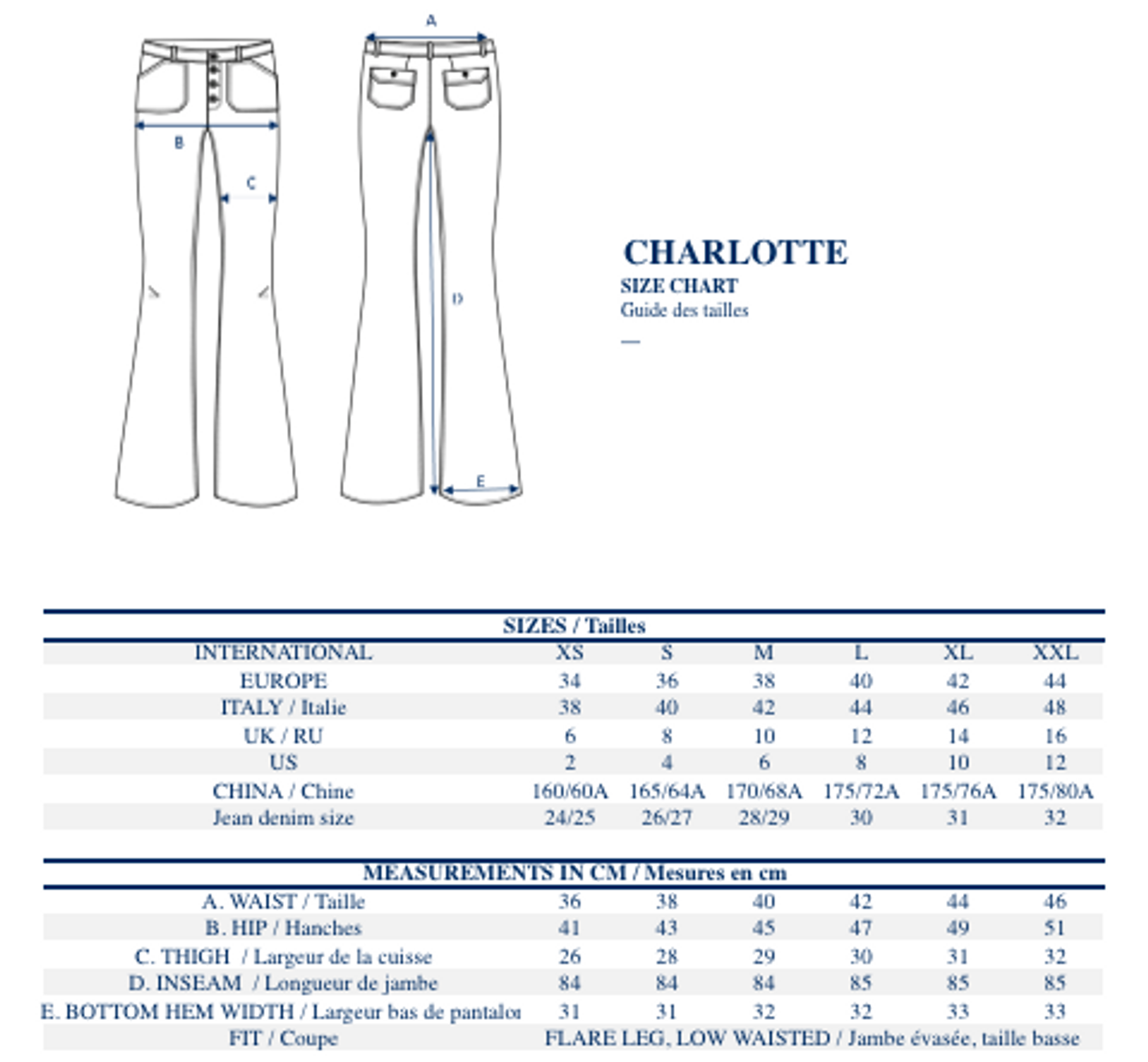Charlotte navy print trousers