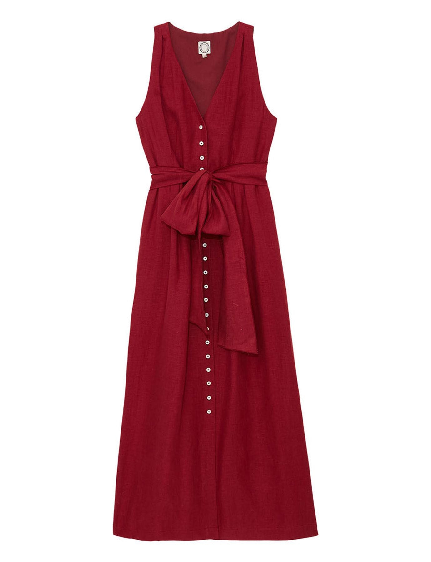 Vestido largo Ambre de lino frambuesa