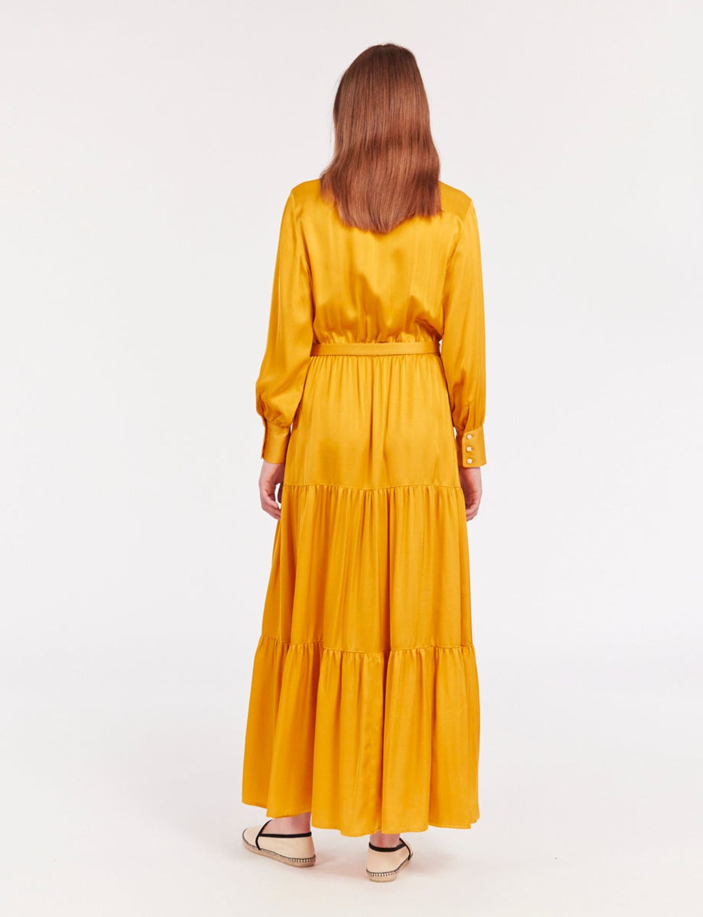 Vestido largo Léna con volante ranúnculo