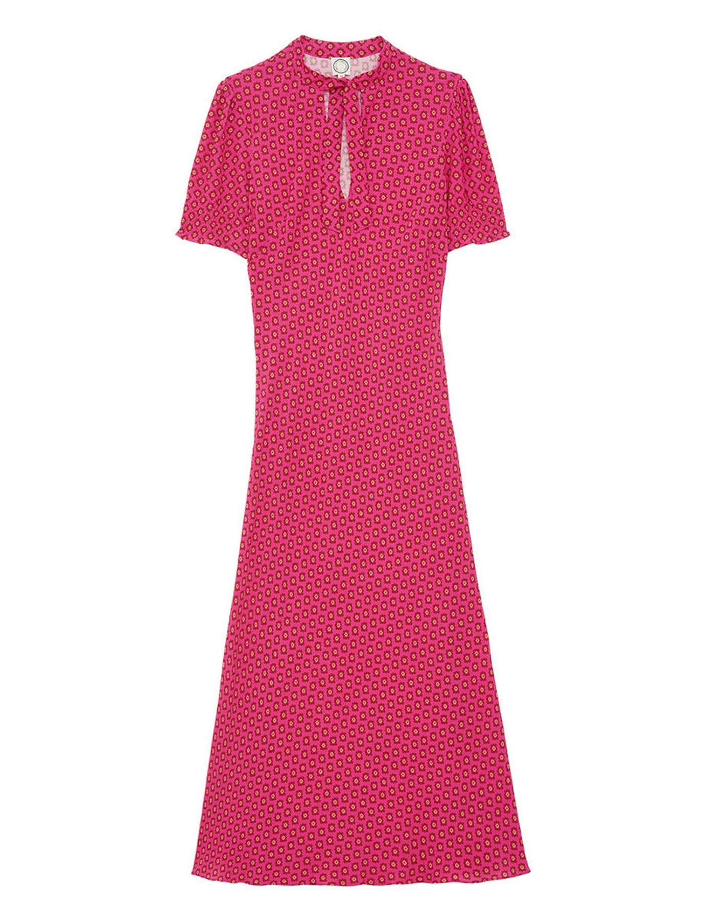 Cerise long pink print dress