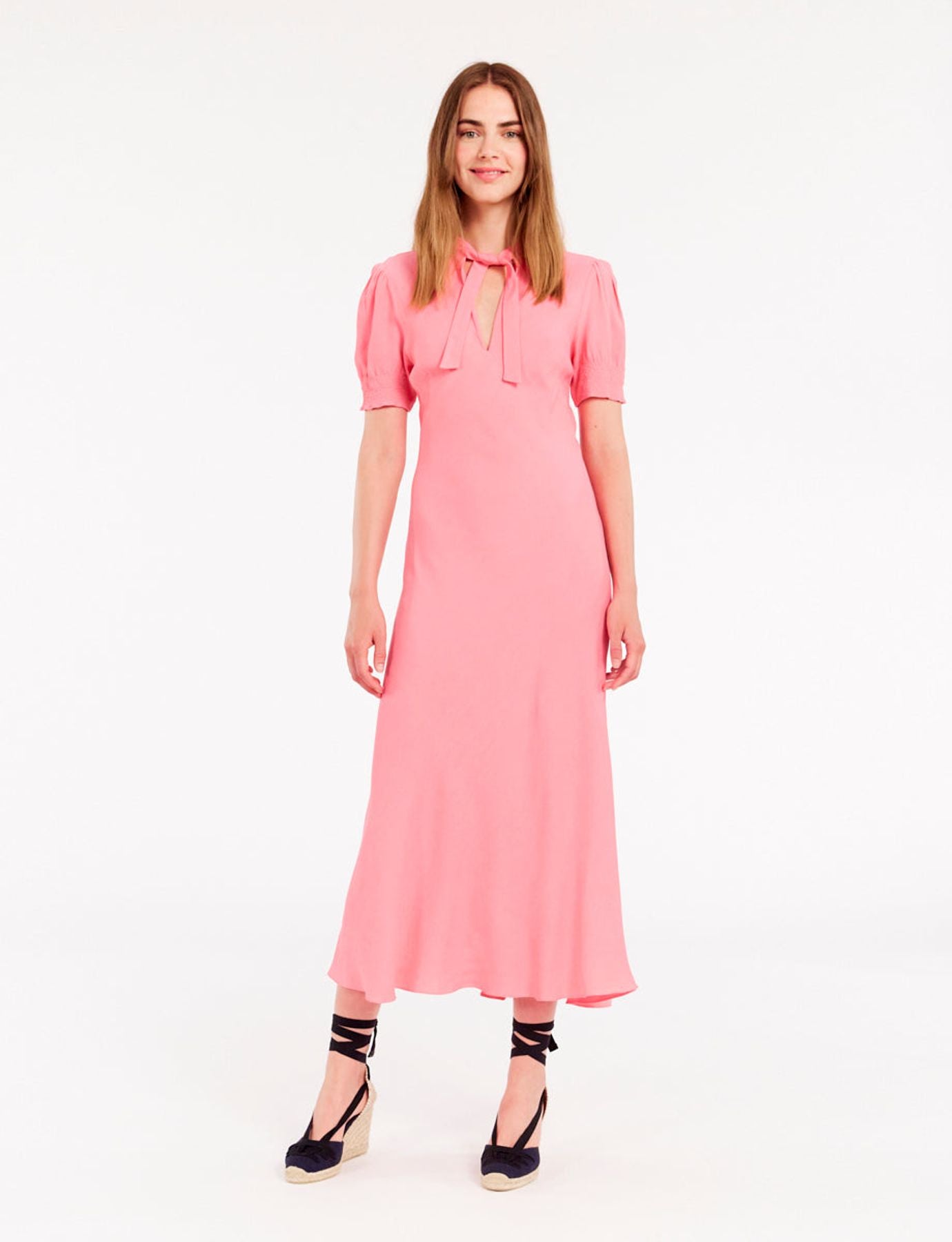 Vestido largo rosa cerise