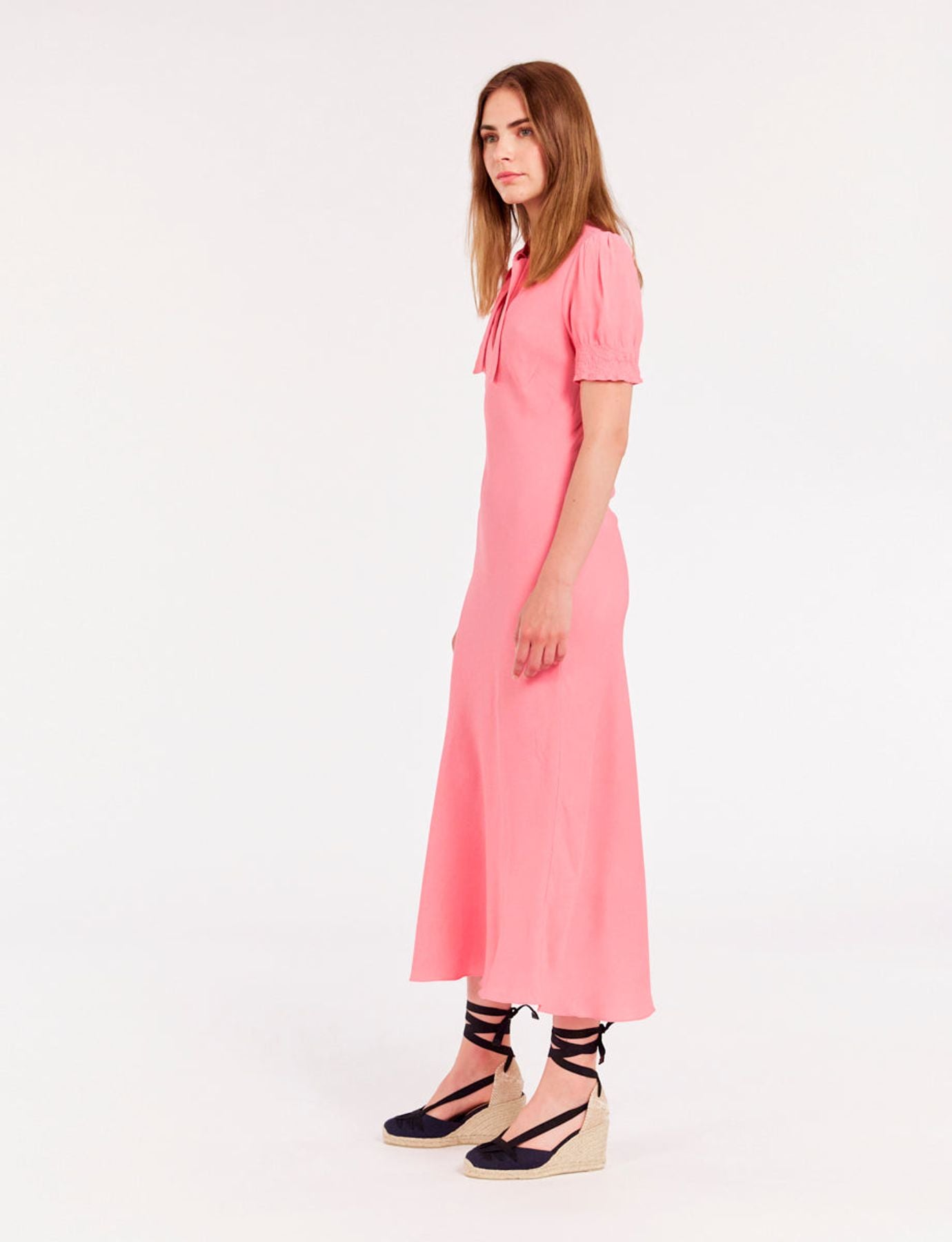 Vestido largo rosa cerise