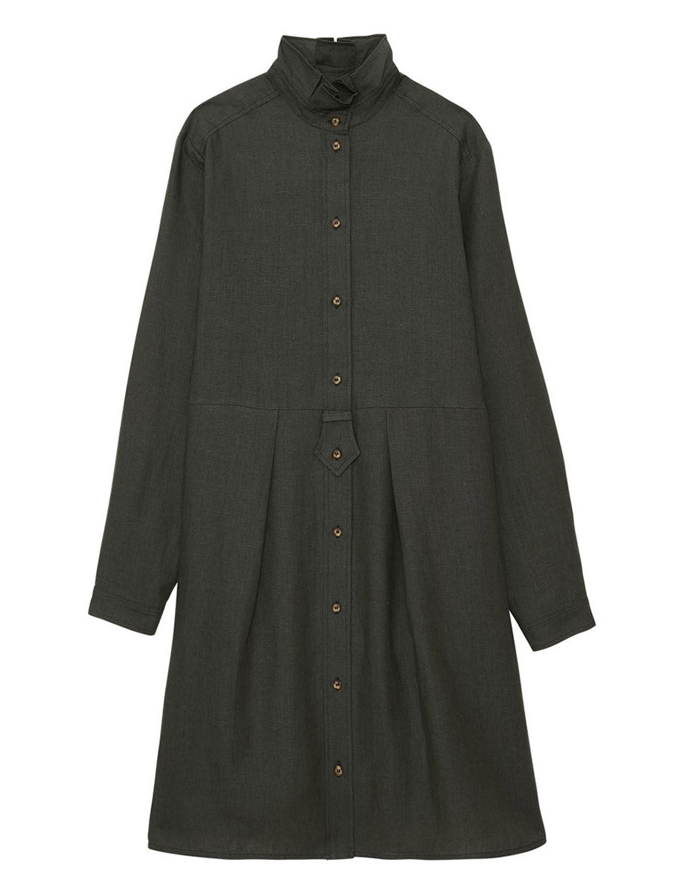 Vestido Monica de lino verde oscuro