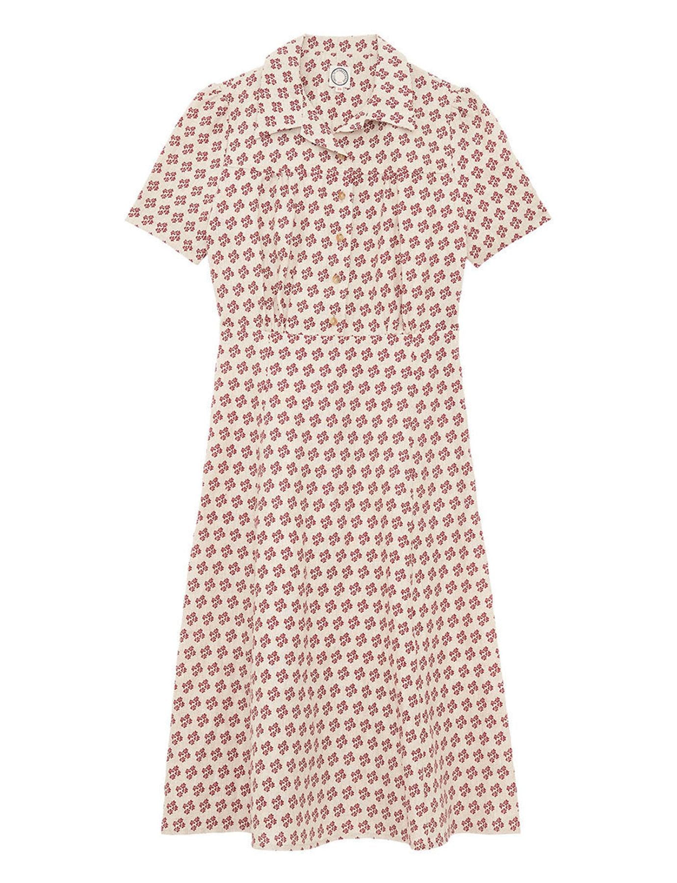 Vestido Angèle de lino con estampado indio