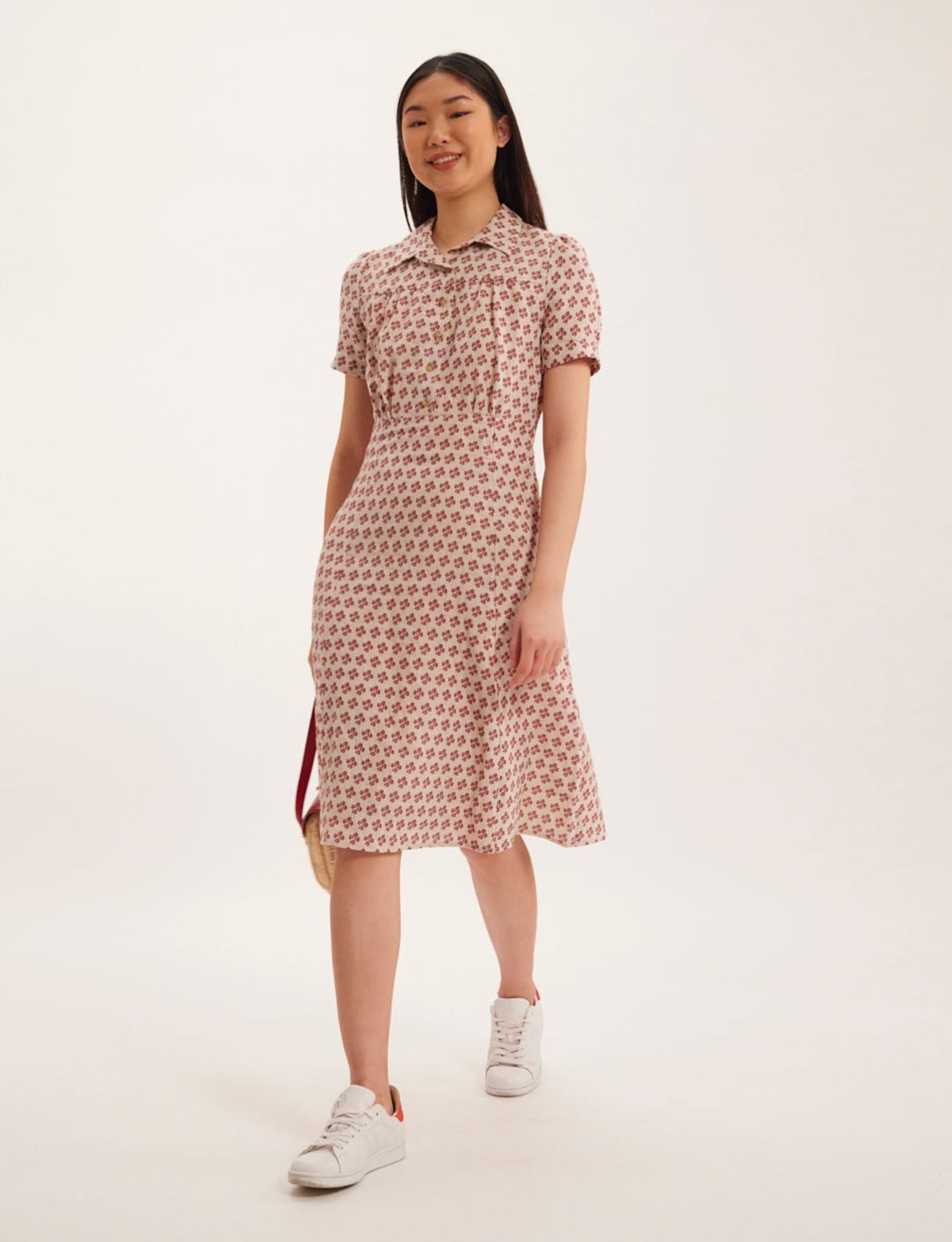 Vestido Angèle de lino con estampado indio
