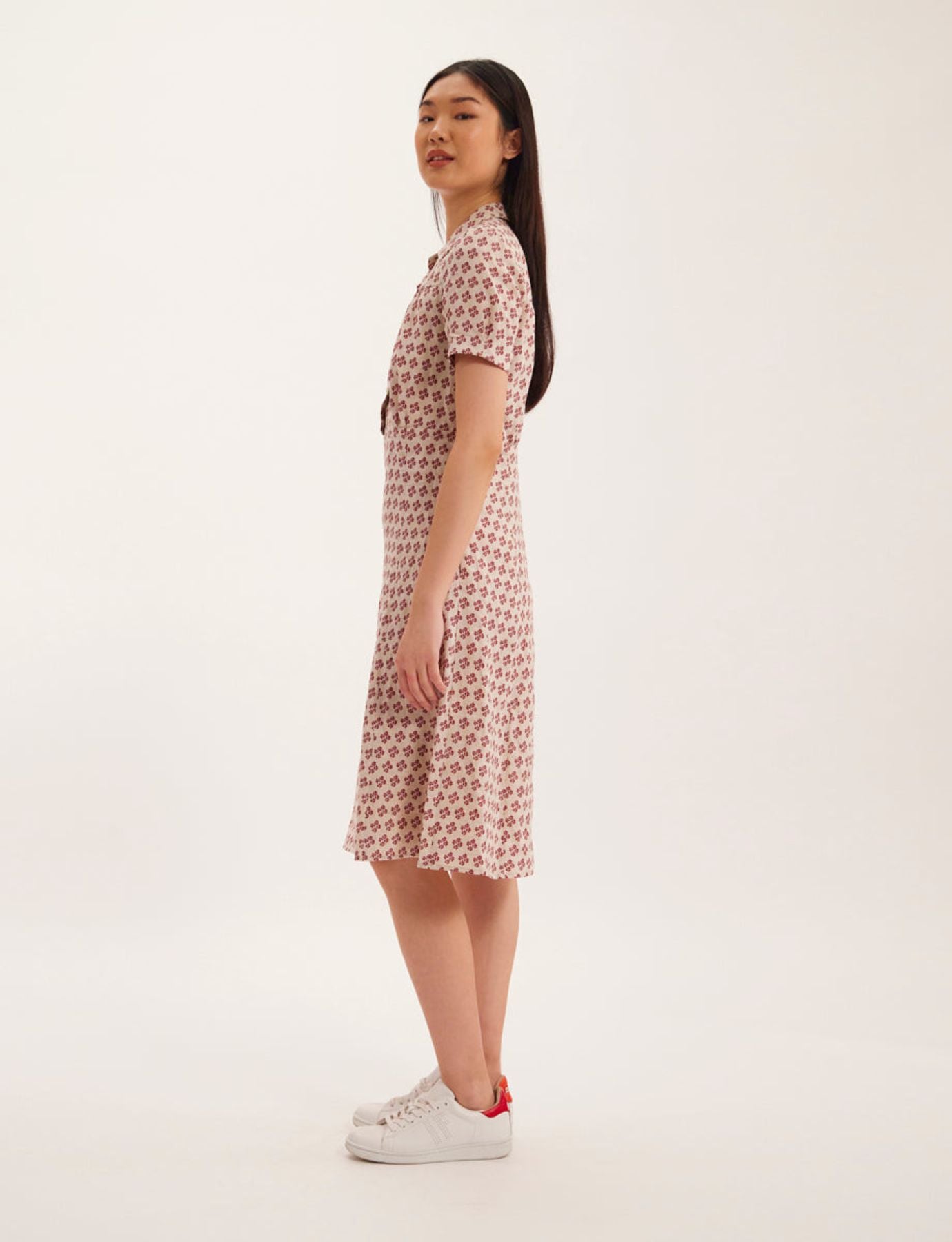 Vestido Angèle de lino con estampado indio