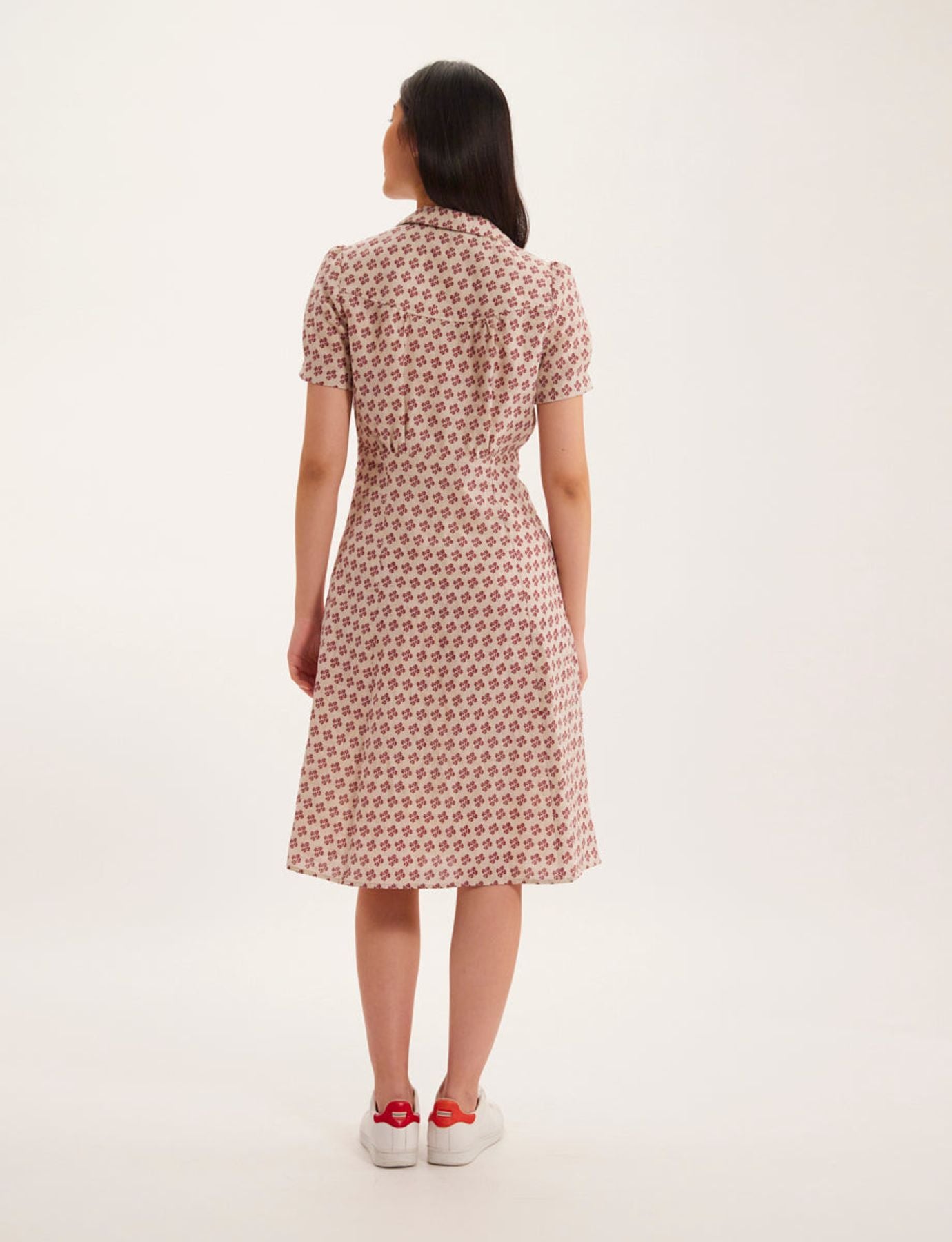 Vestido Angèle de lino con estampado indio