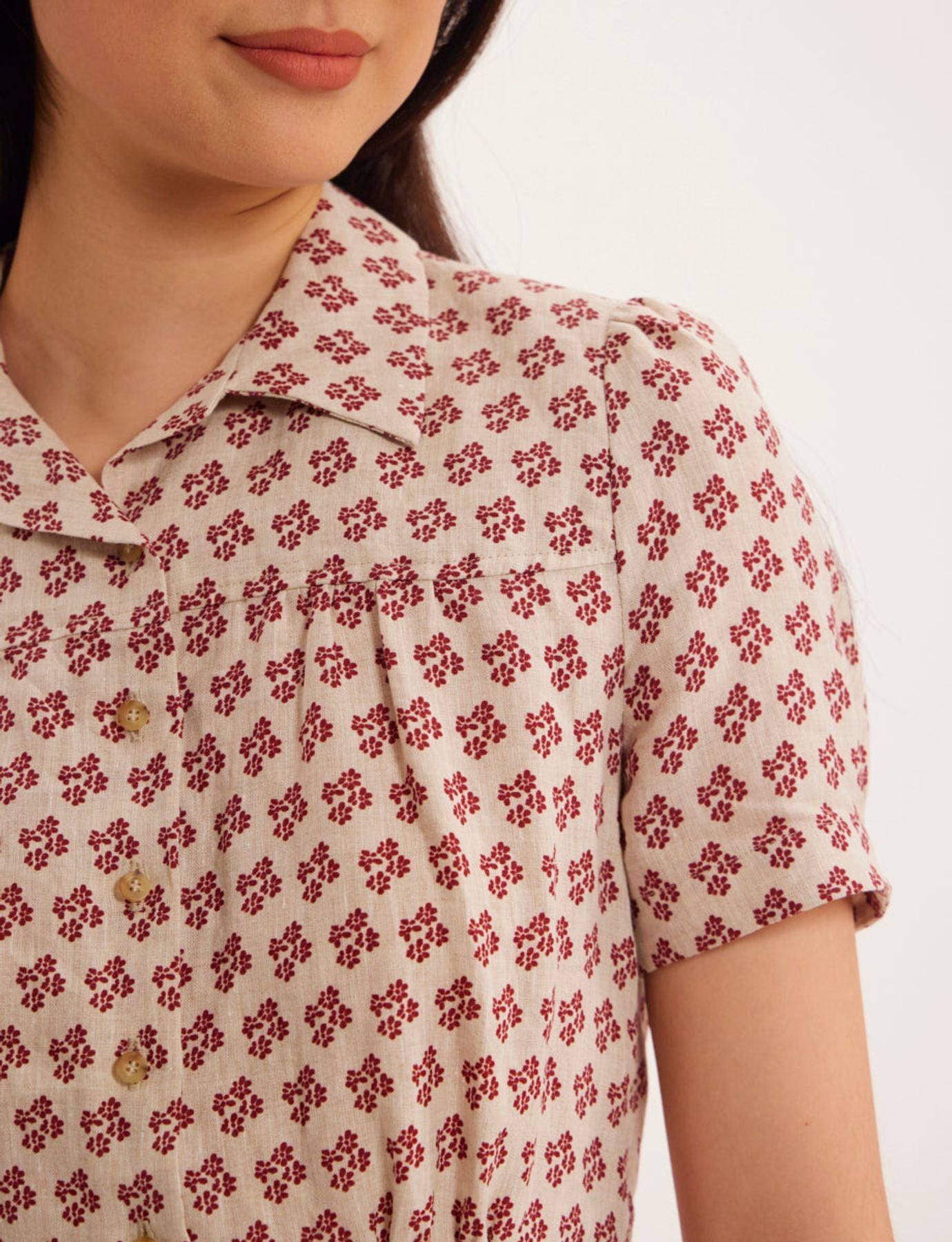 Vestido Angèle de lino con estampado indio
