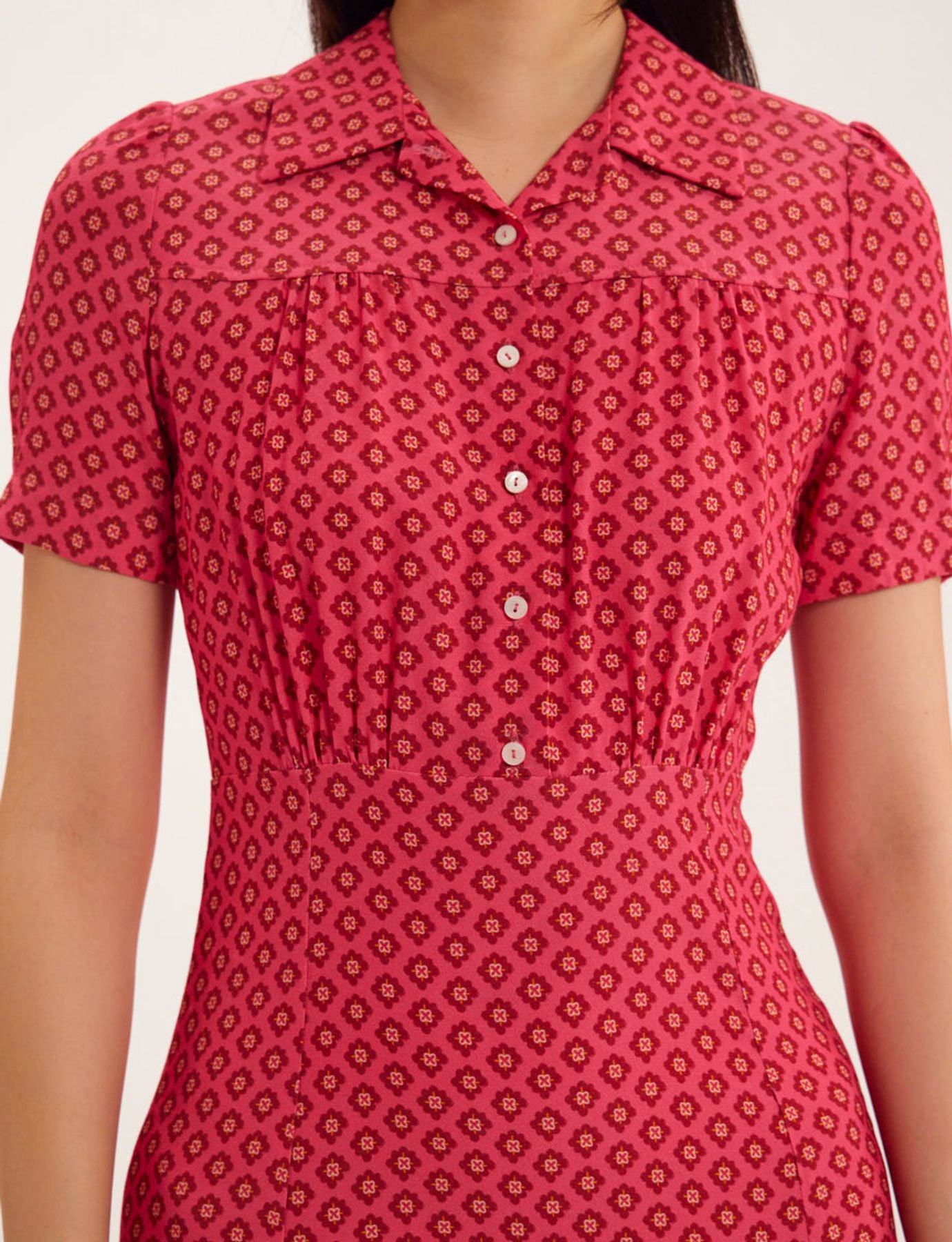 Vestido Angèle in tejido estampado rosa