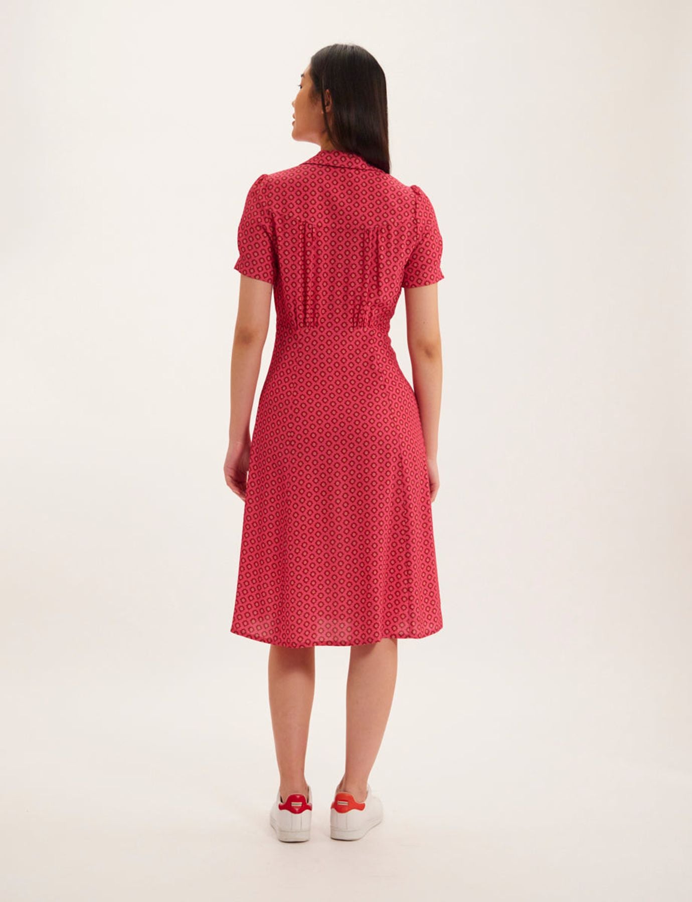 Vestido Angèle in tejido estampado rosa