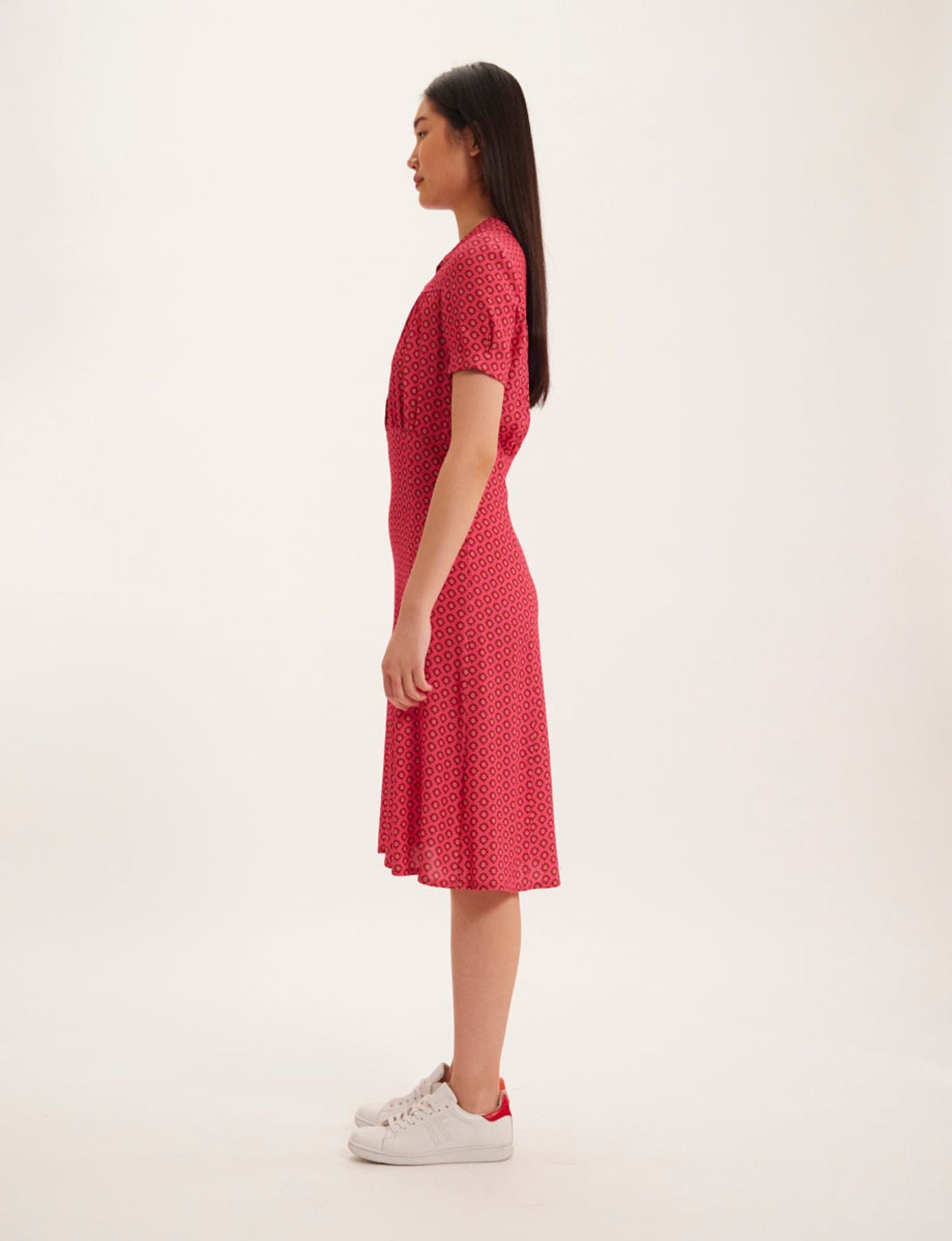 Vestido Angèle in tejido estampado rosa