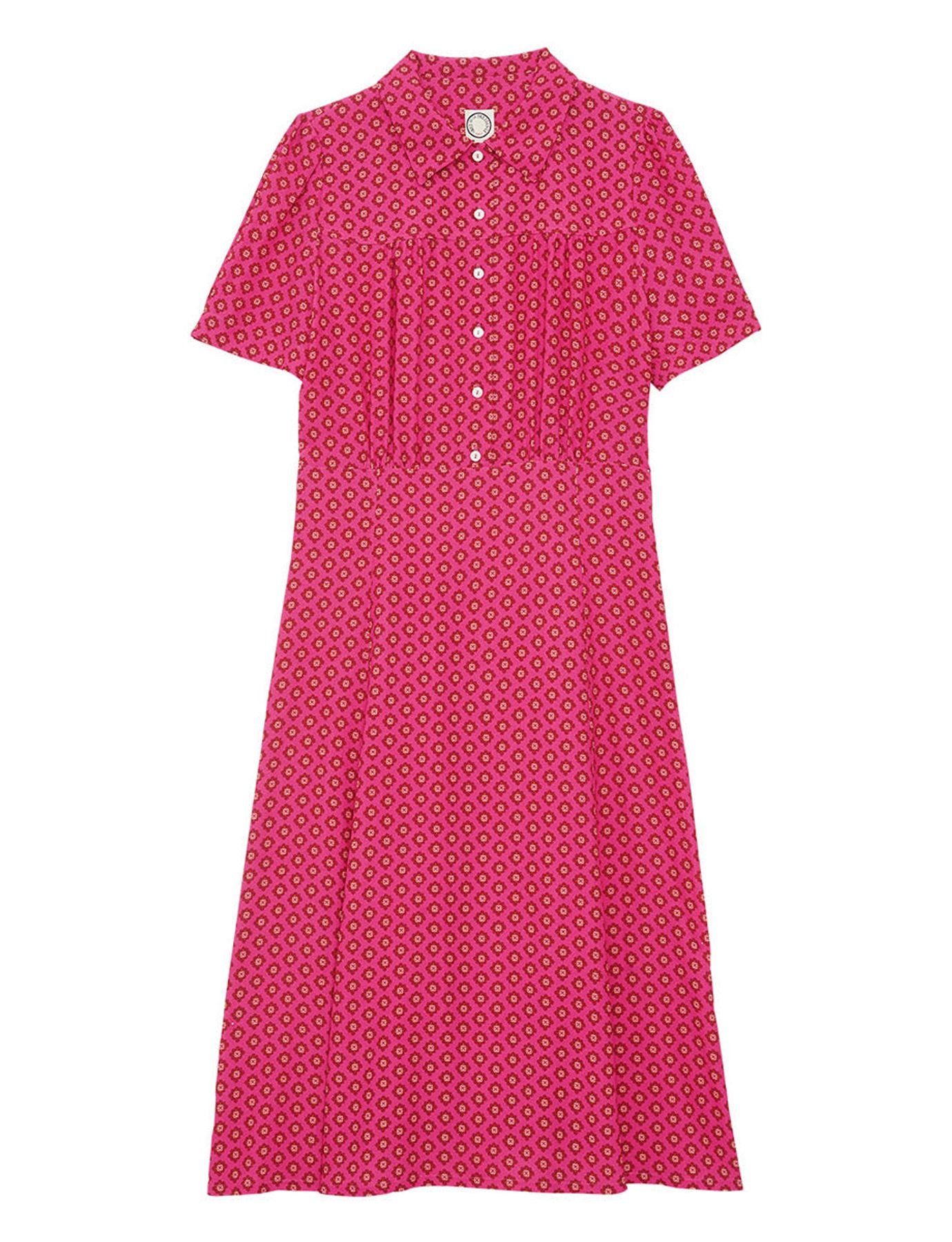 Vestido Angèle in tejido estampado rosa