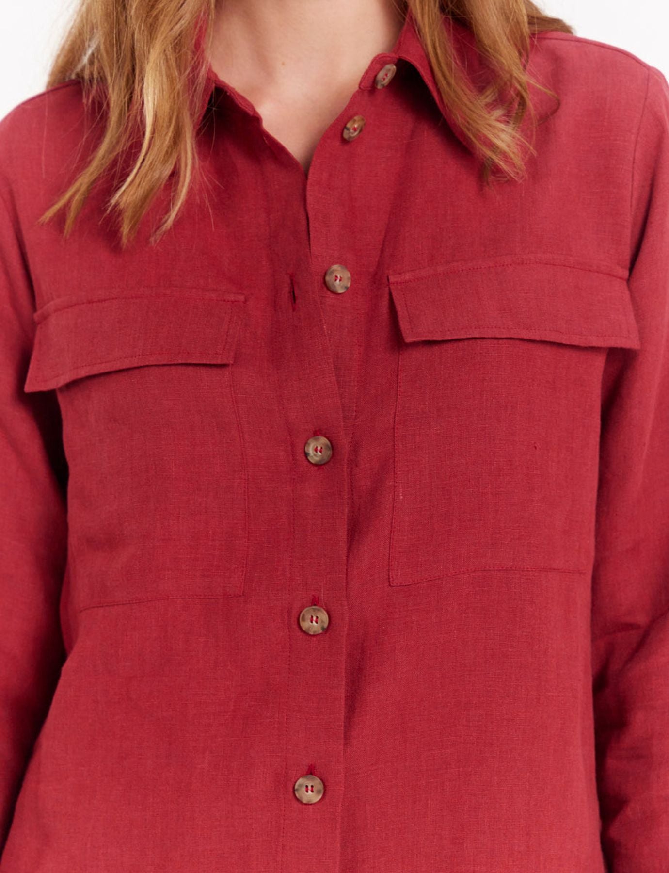 Chandler shirt in raspberry linen