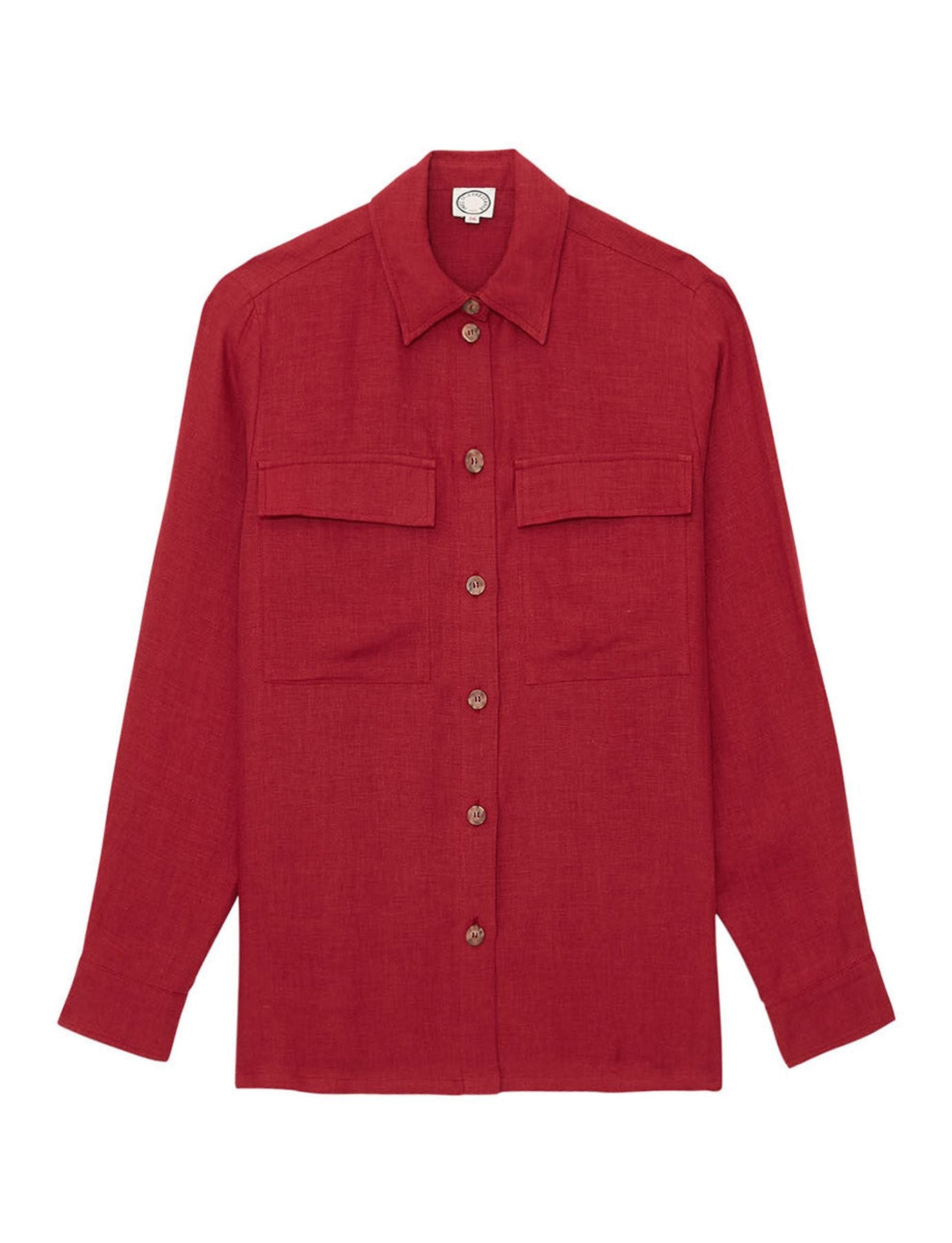 Chandler shirt in raspberry linen