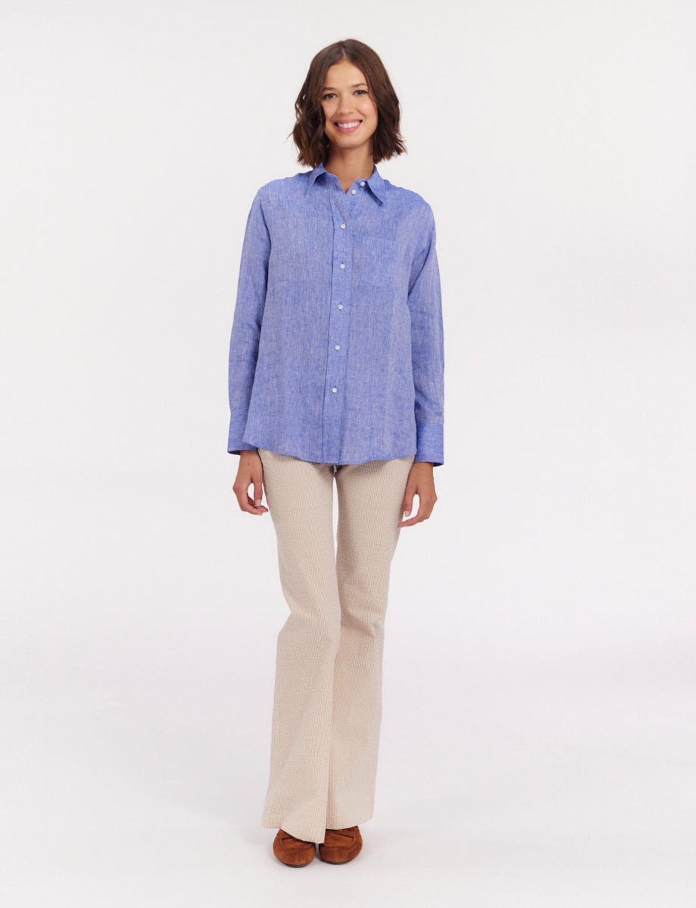 Maureen blue linen shirt