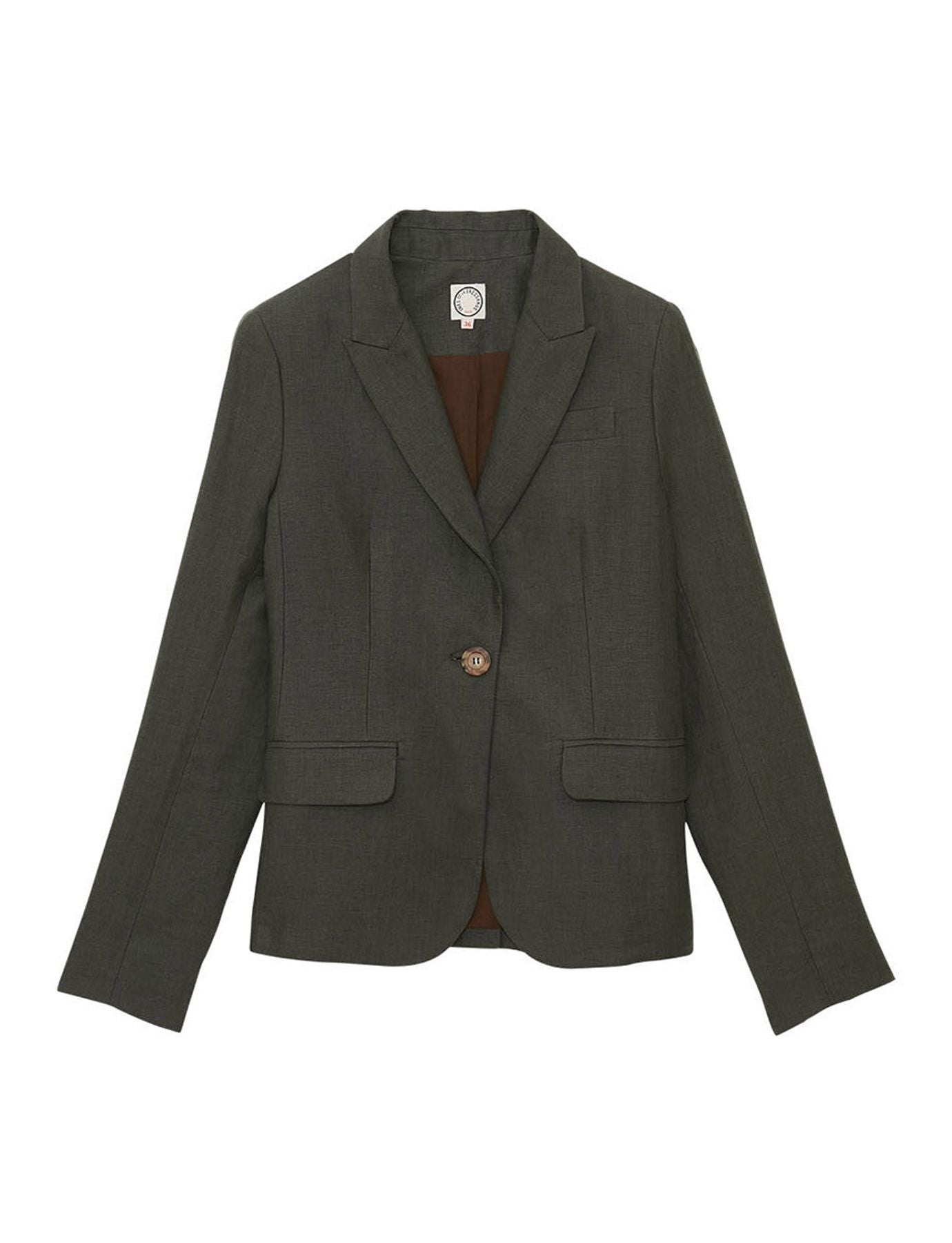 Chaqueta Nicoletta de lino verde oscuro