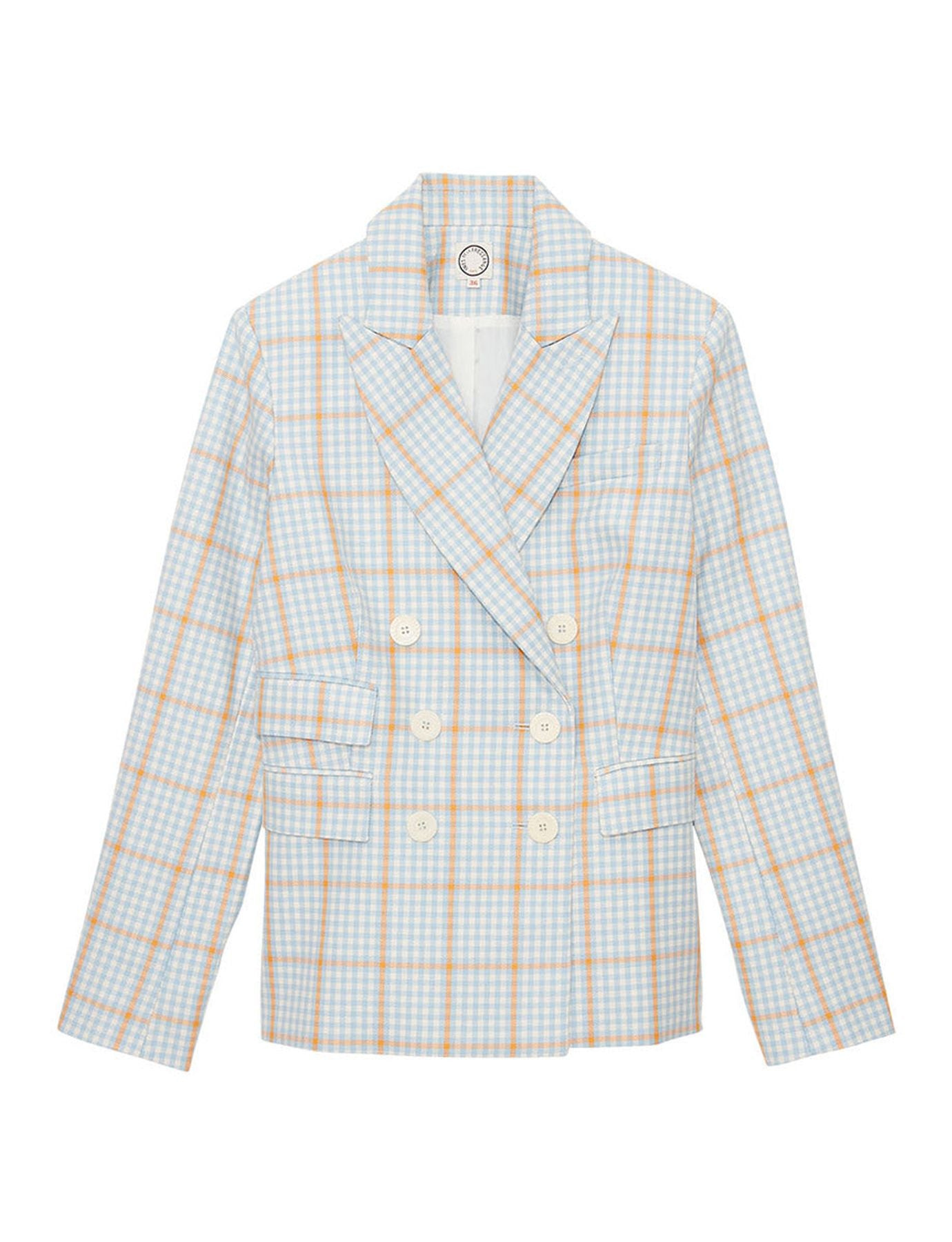 Chaqueta a cuadros azul y naranja Maurice