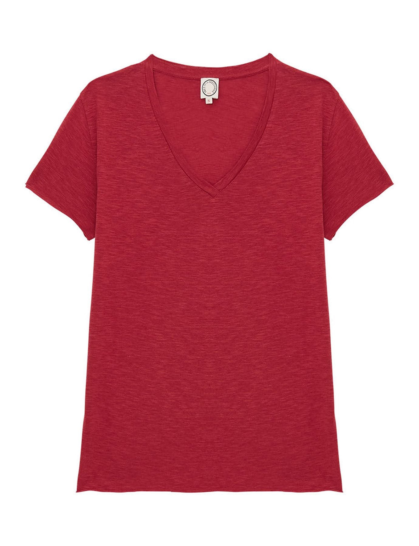 Camiseta Katalina cuello pico Frambuesa