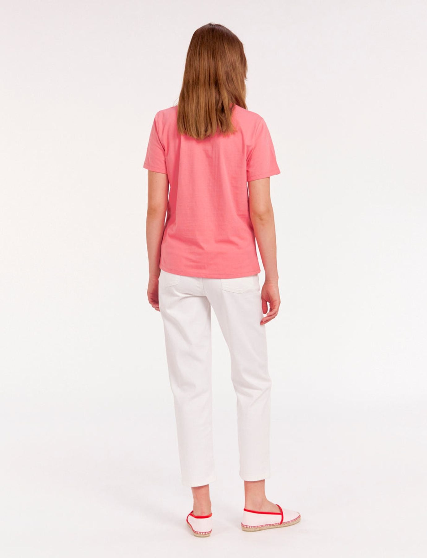 Camiseta rosa Oscar de cuello redondo