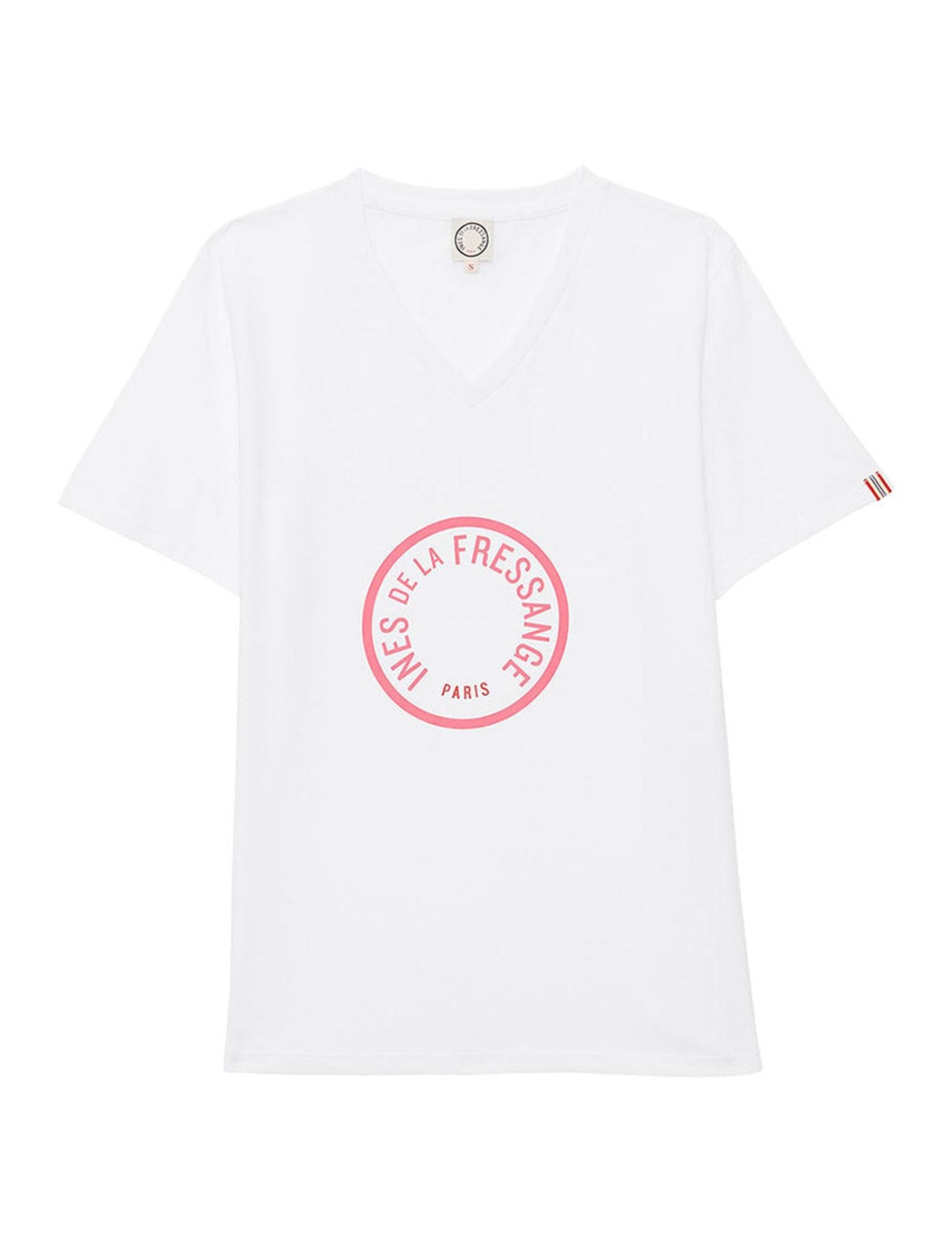 Camiseta de cuello de pico rosa Aurore