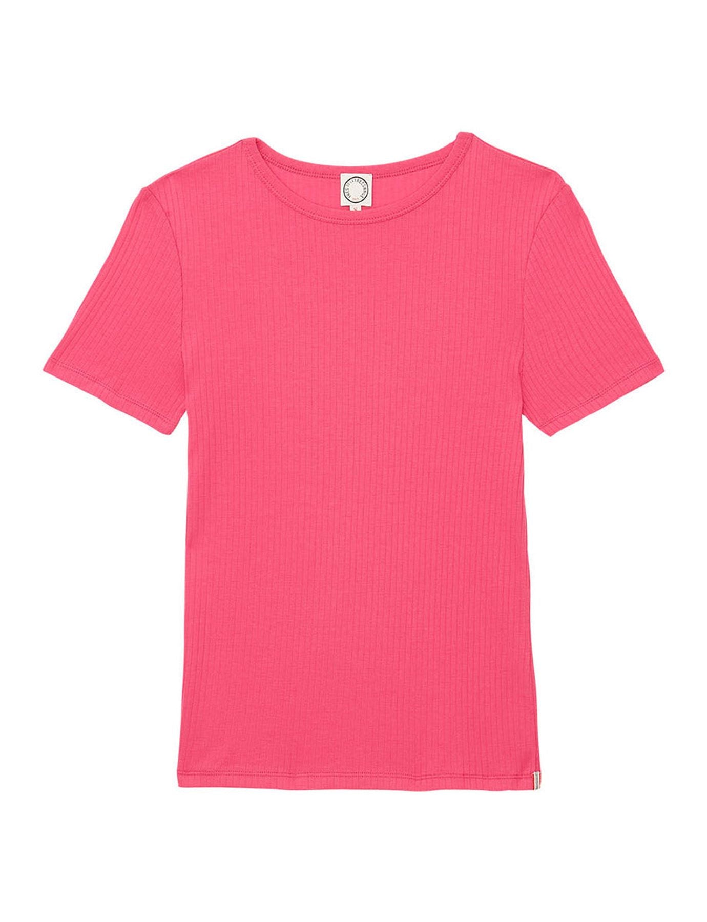 Camiseta de canalé rosa Ella