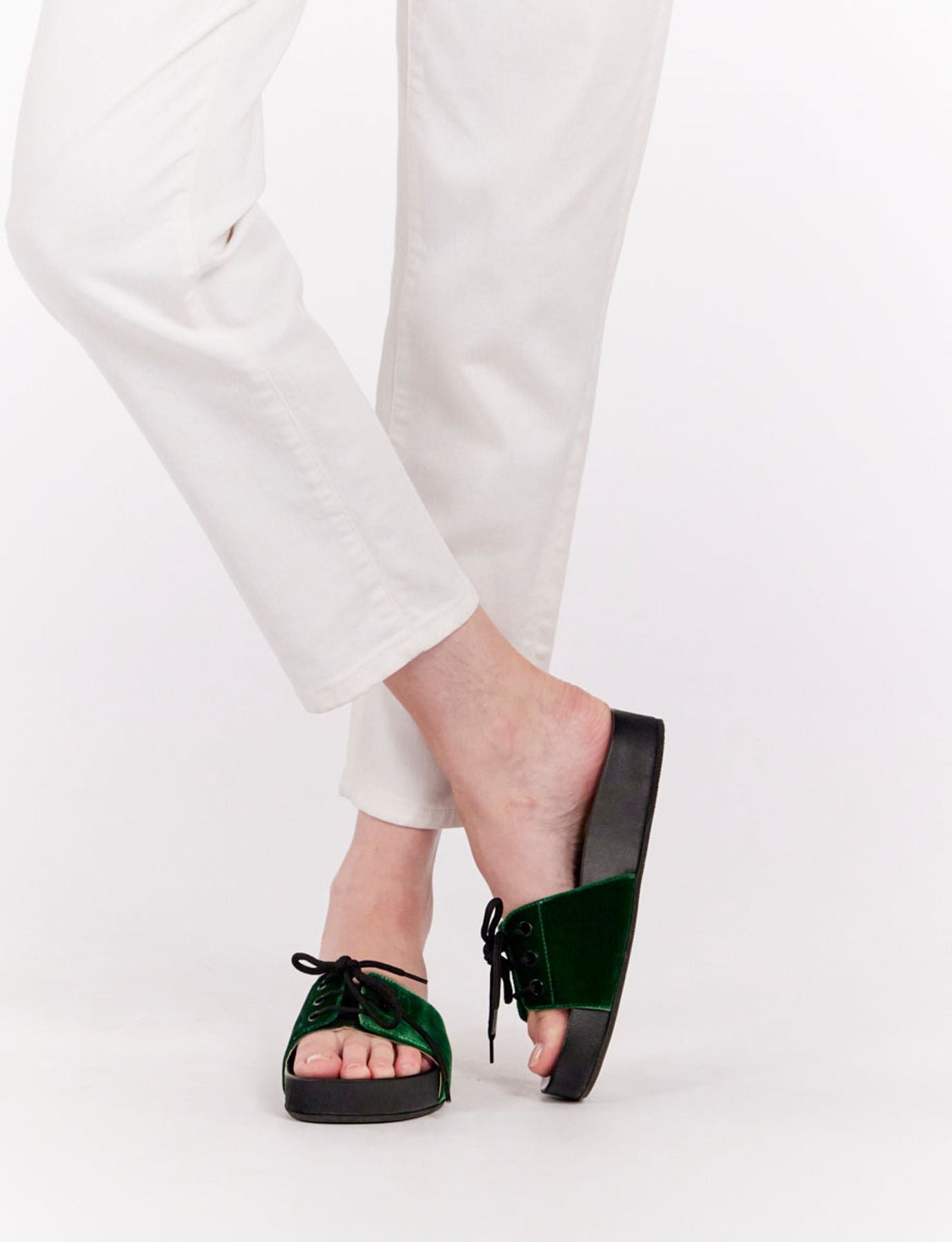Green lace-up mule
