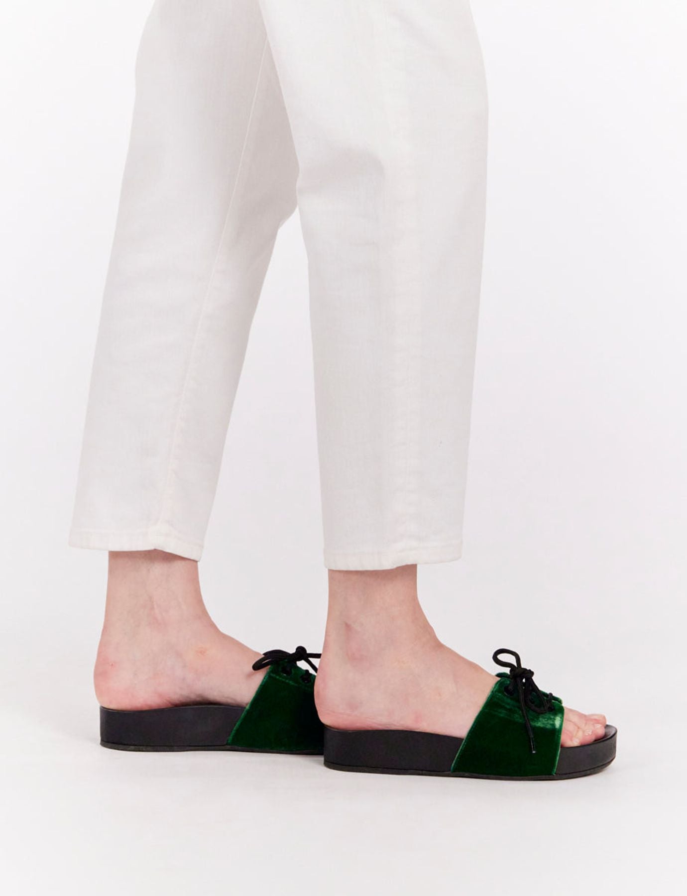 Green lace-up mule