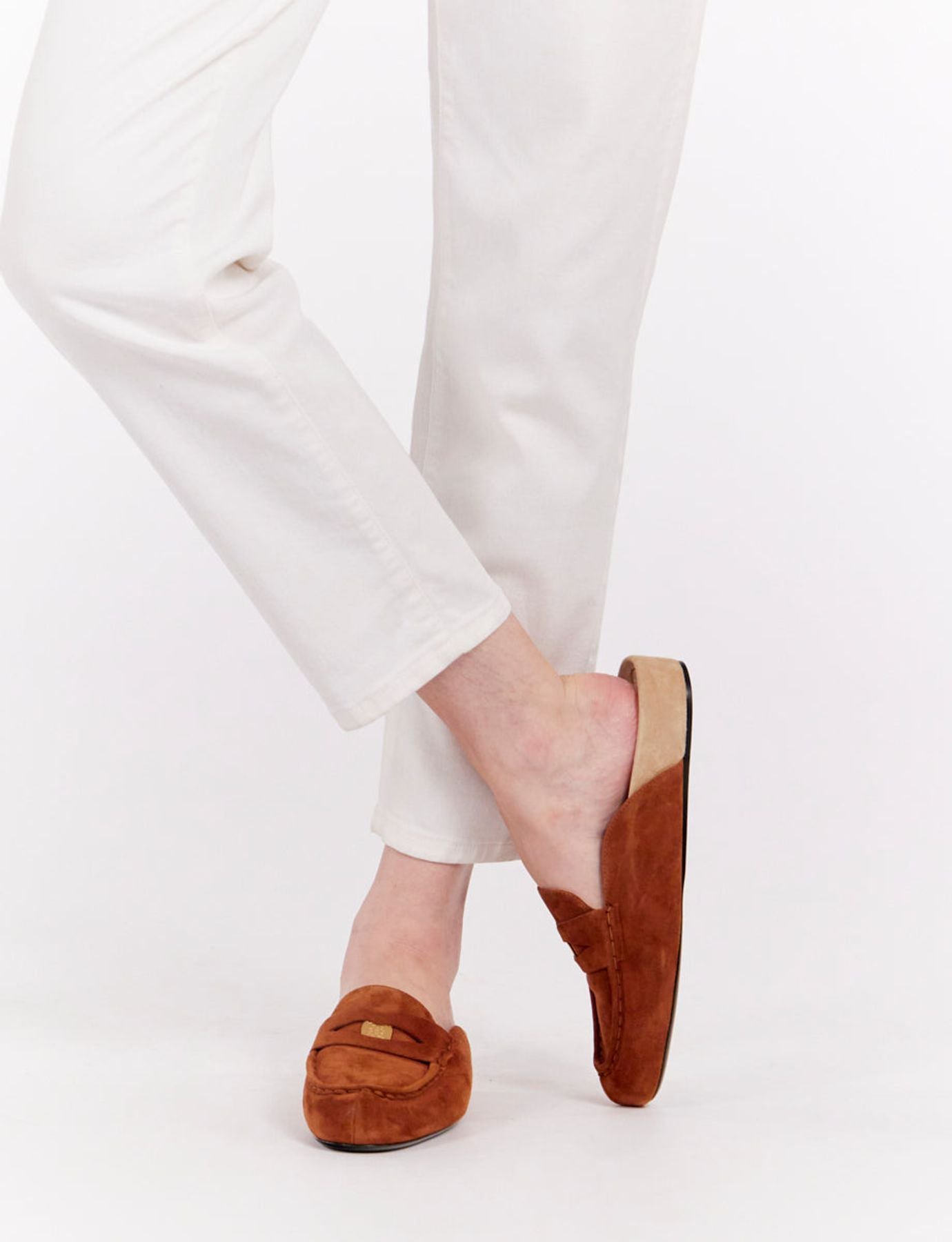Mocasín mule Flavie piel coñac