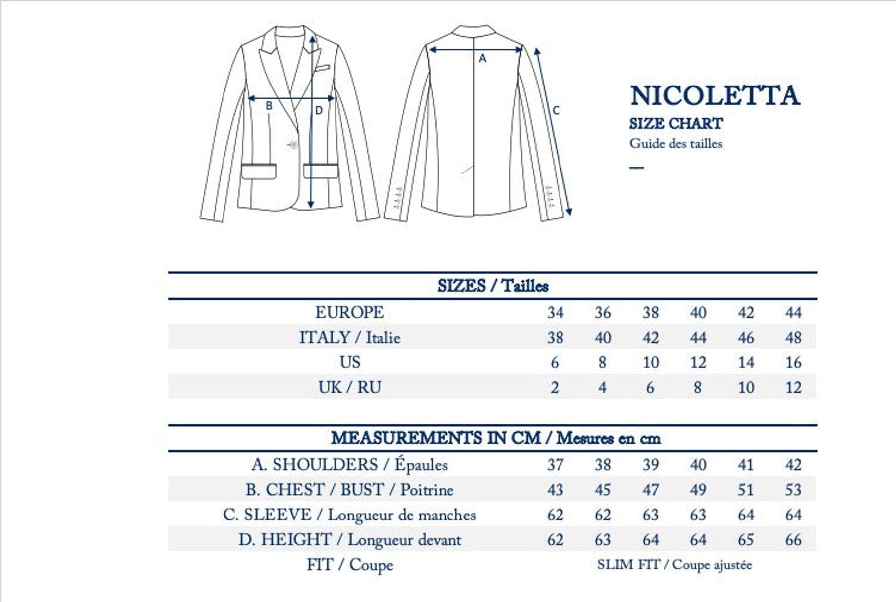 Chaqueta Nicoletta de lana azul marino