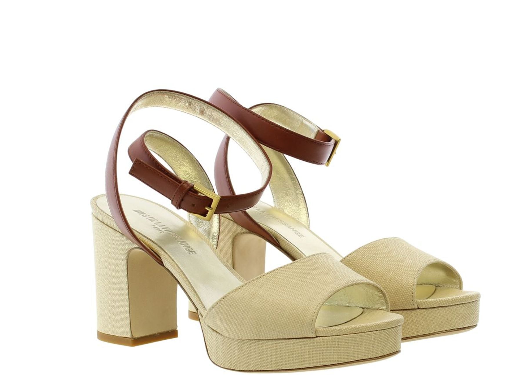 Cognac platform sandal